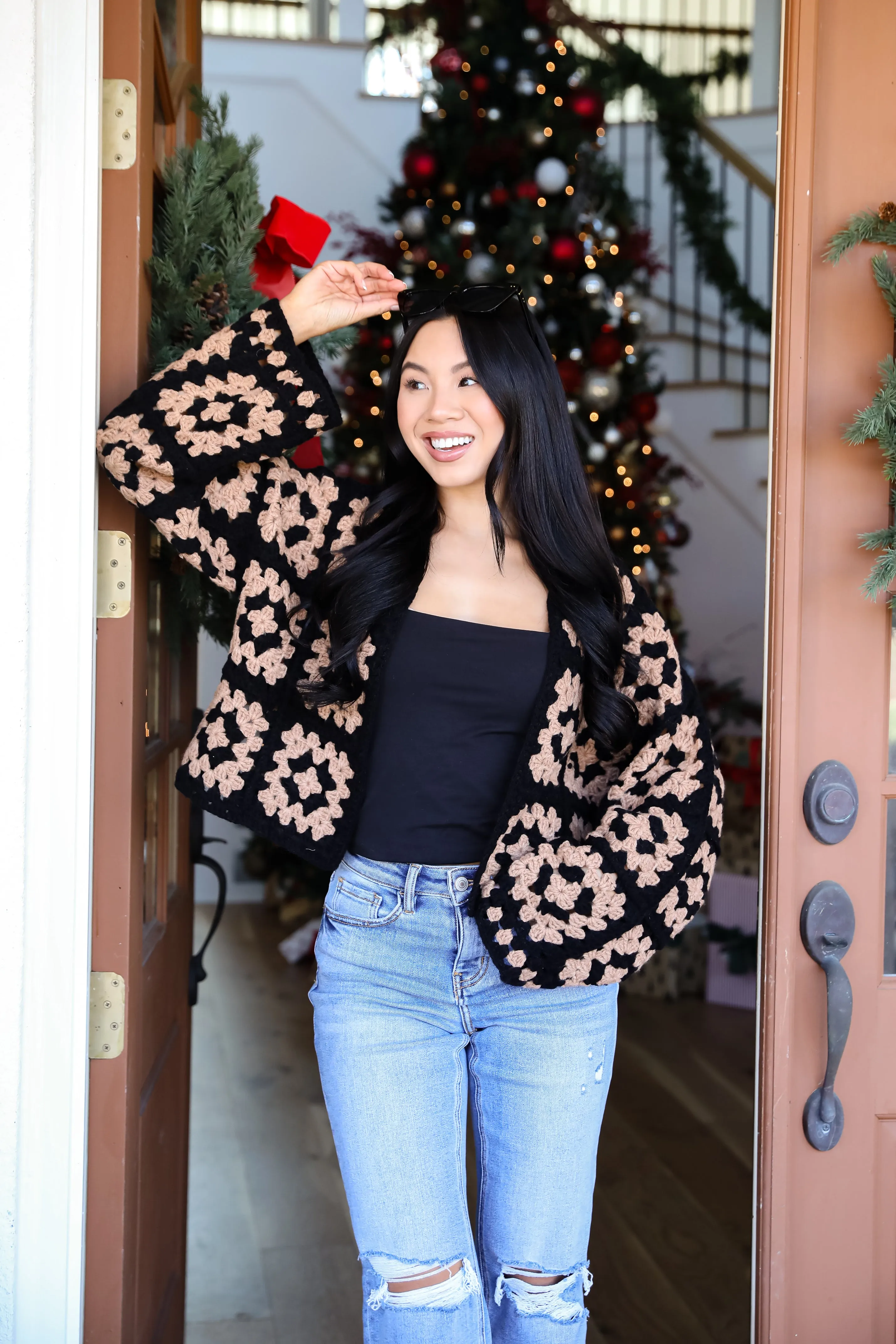 FINAL SALE - Timeless Warmth Black Crochet Knit Cardigan