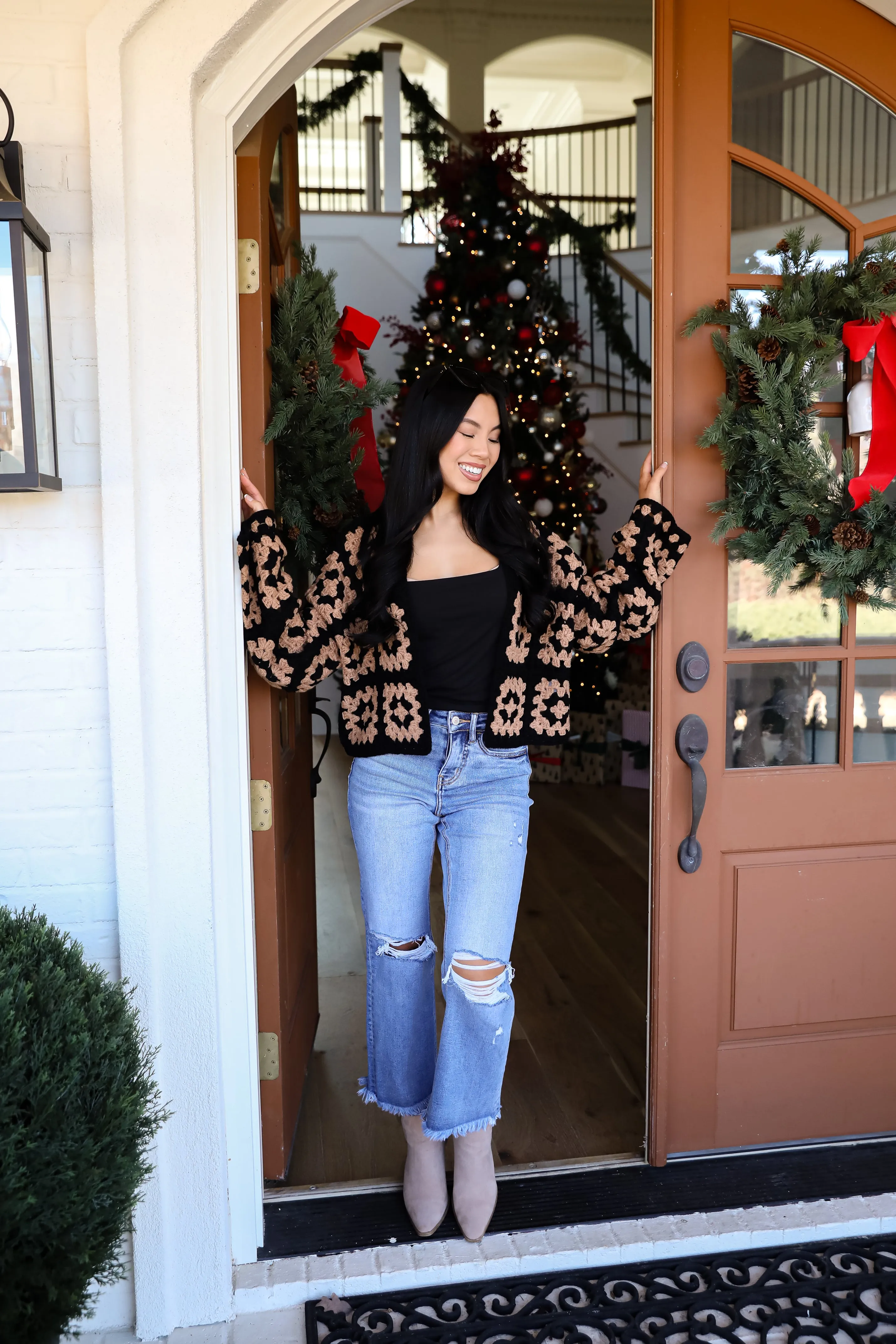 FINAL SALE - Timeless Warmth Black Crochet Knit Cardigan