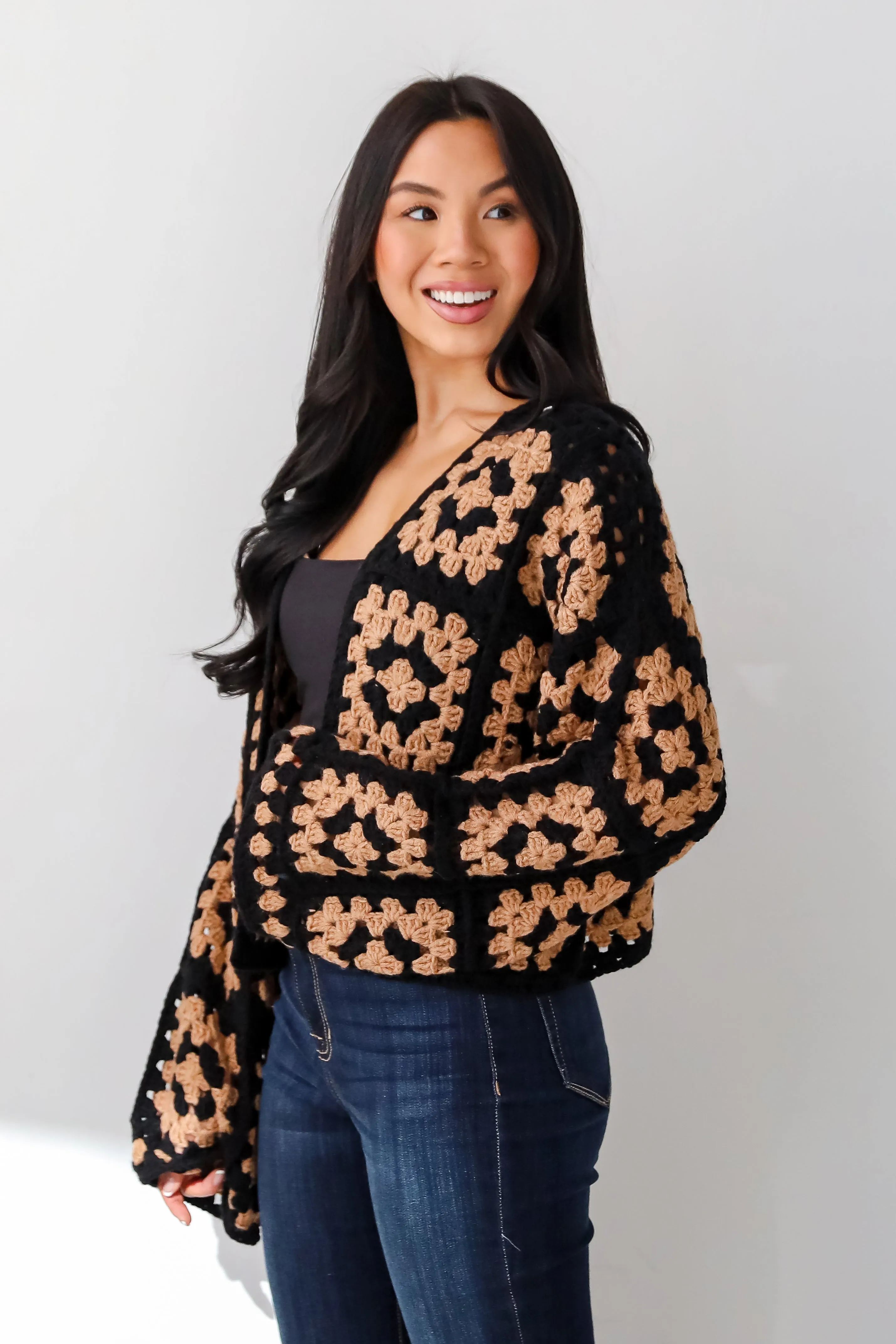 FINAL SALE - Timeless Warmth Black Crochet Knit Cardigan