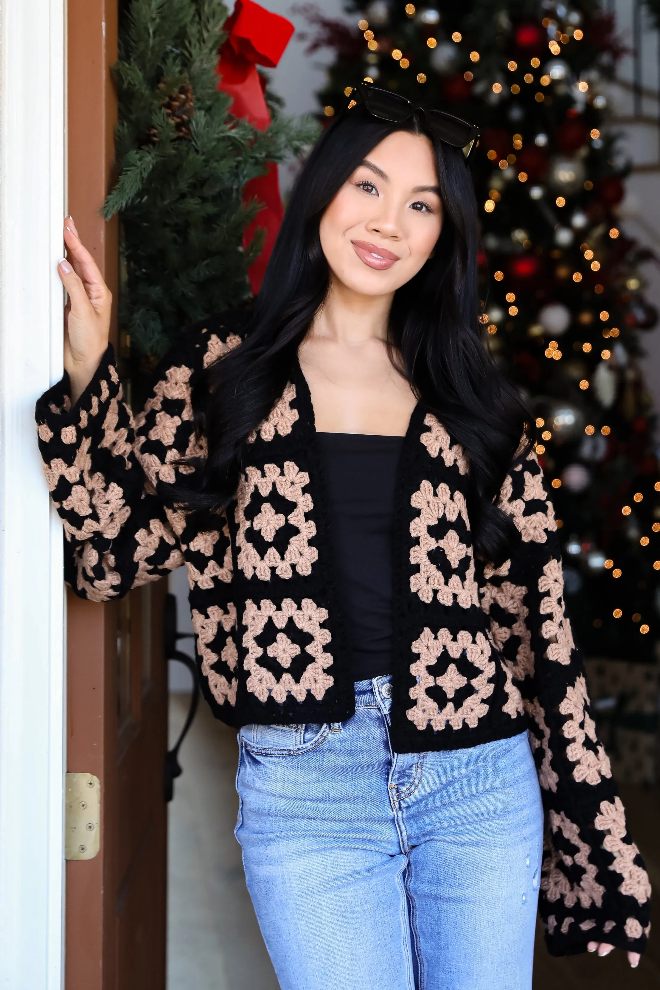 FINAL SALE - Timeless Warmth Black Crochet Knit Cardigan