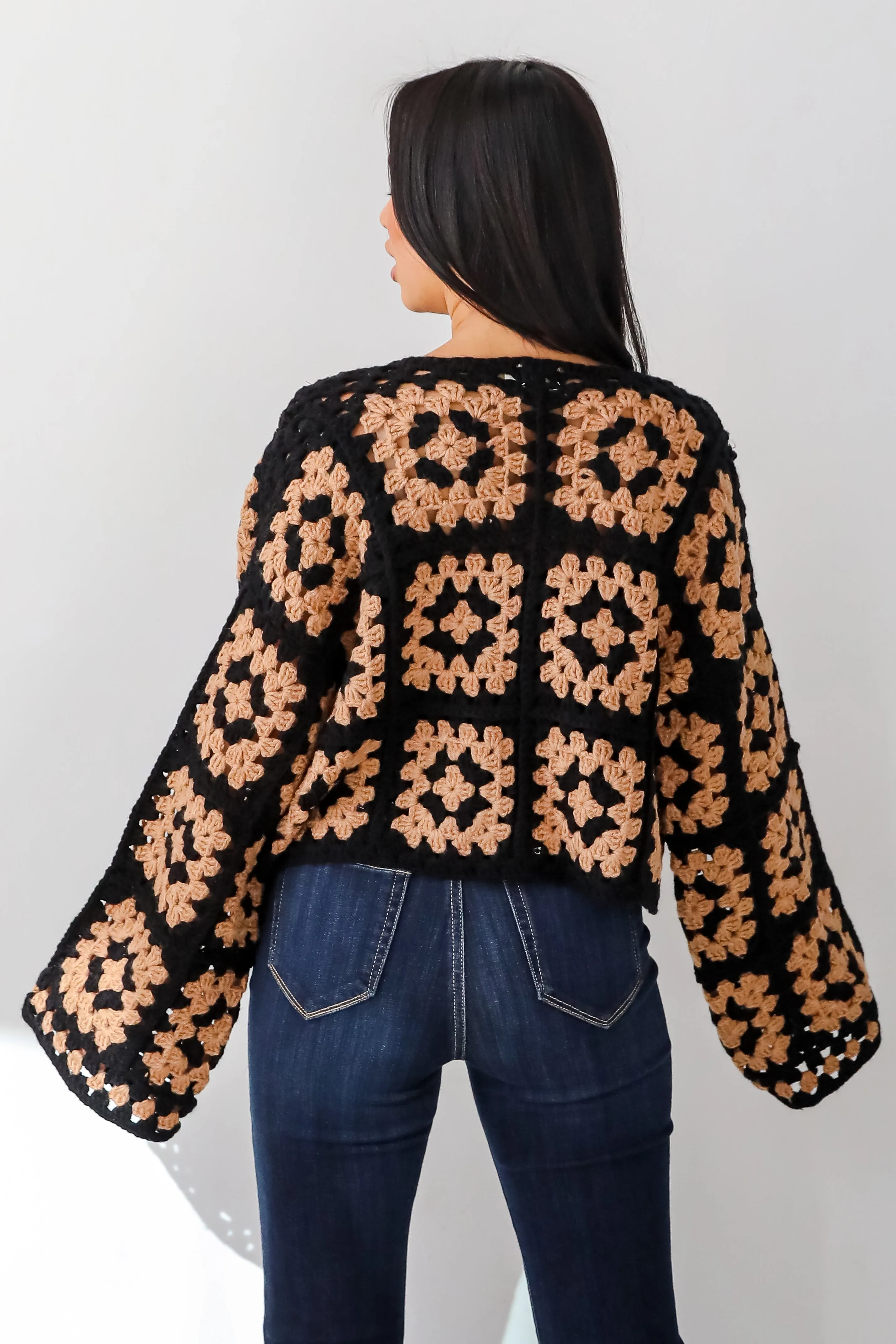 FINAL SALE - Timeless Warmth Black Crochet Knit Cardigan