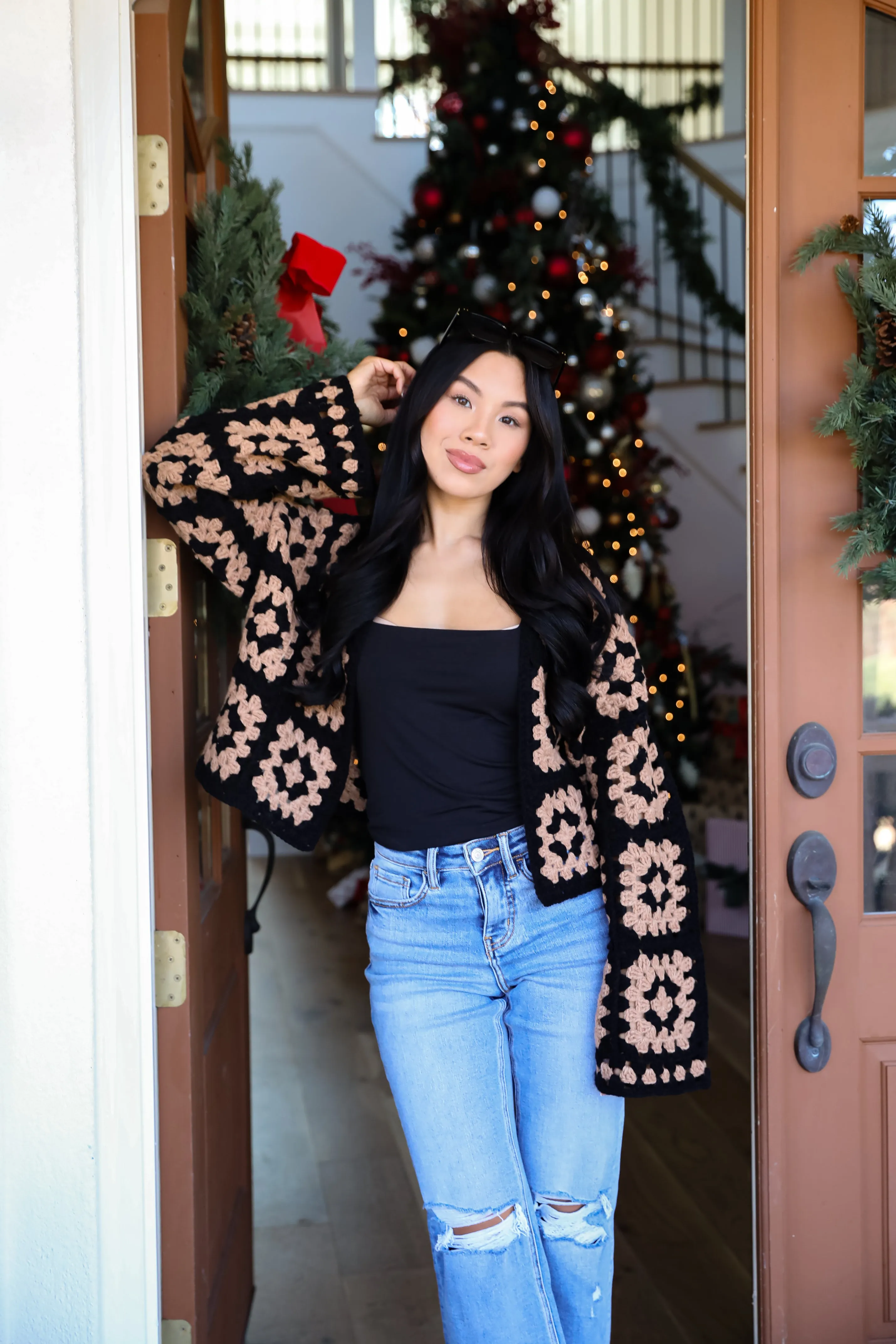 FINAL SALE - Timeless Warmth Black Crochet Knit Cardigan