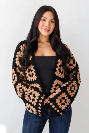 FINAL SALE - Timeless Warmth Black Crochet Knit Cardigan