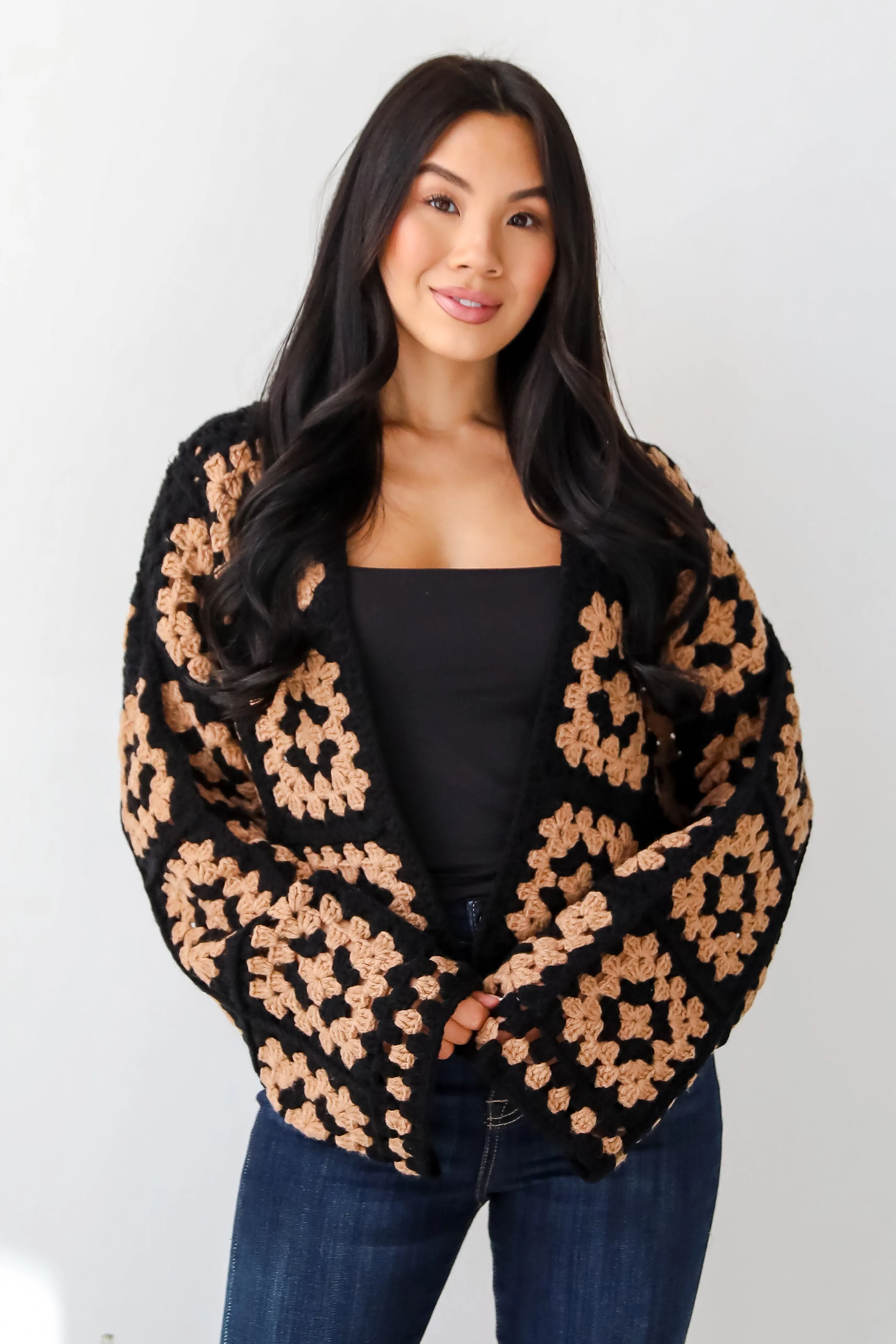 FINAL SALE - Timeless Warmth Black Crochet Knit Cardigan