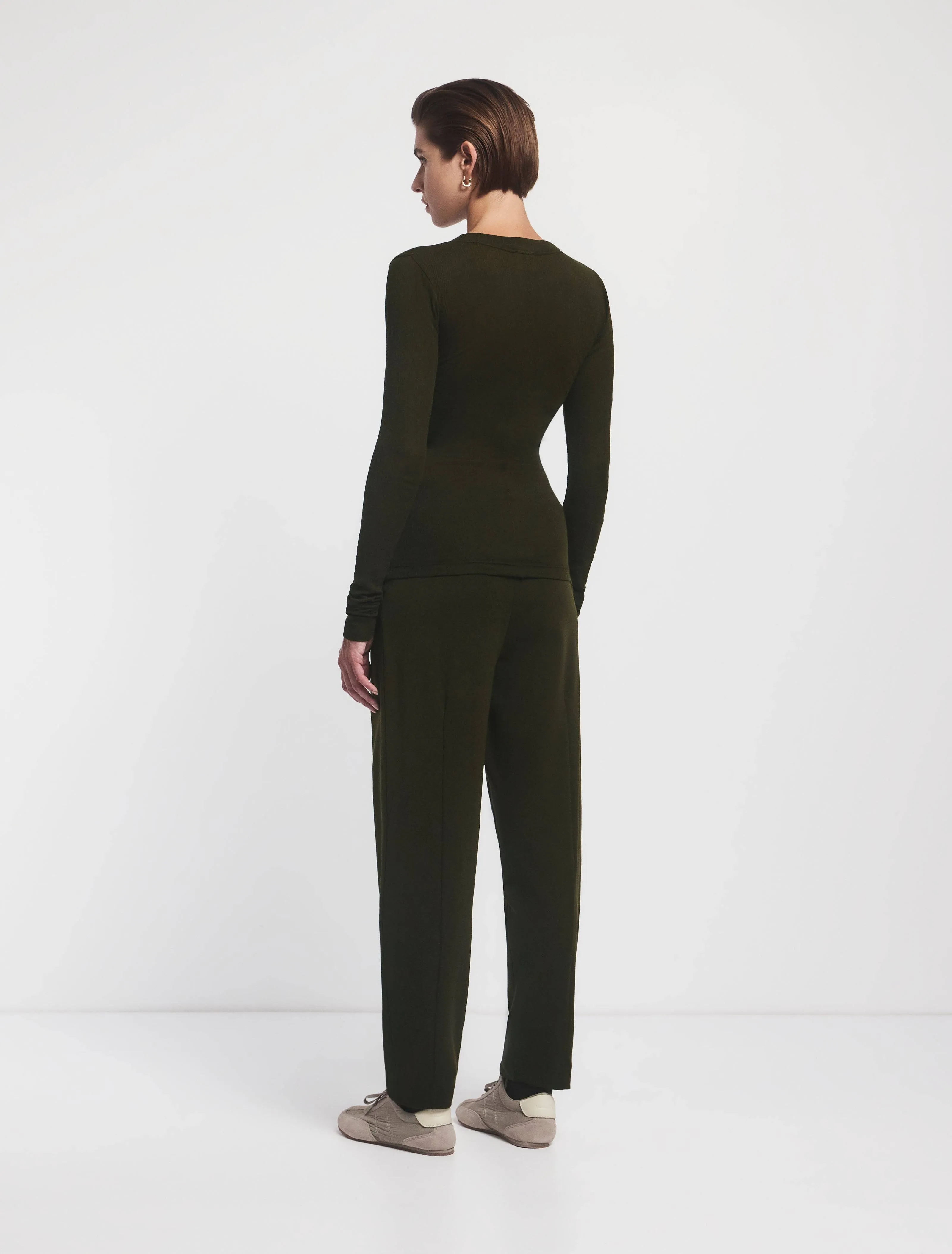 Flax Jersey Travel Pant in Dark Olive