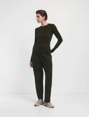 Flax Jersey Travel Pant in Dark Olive