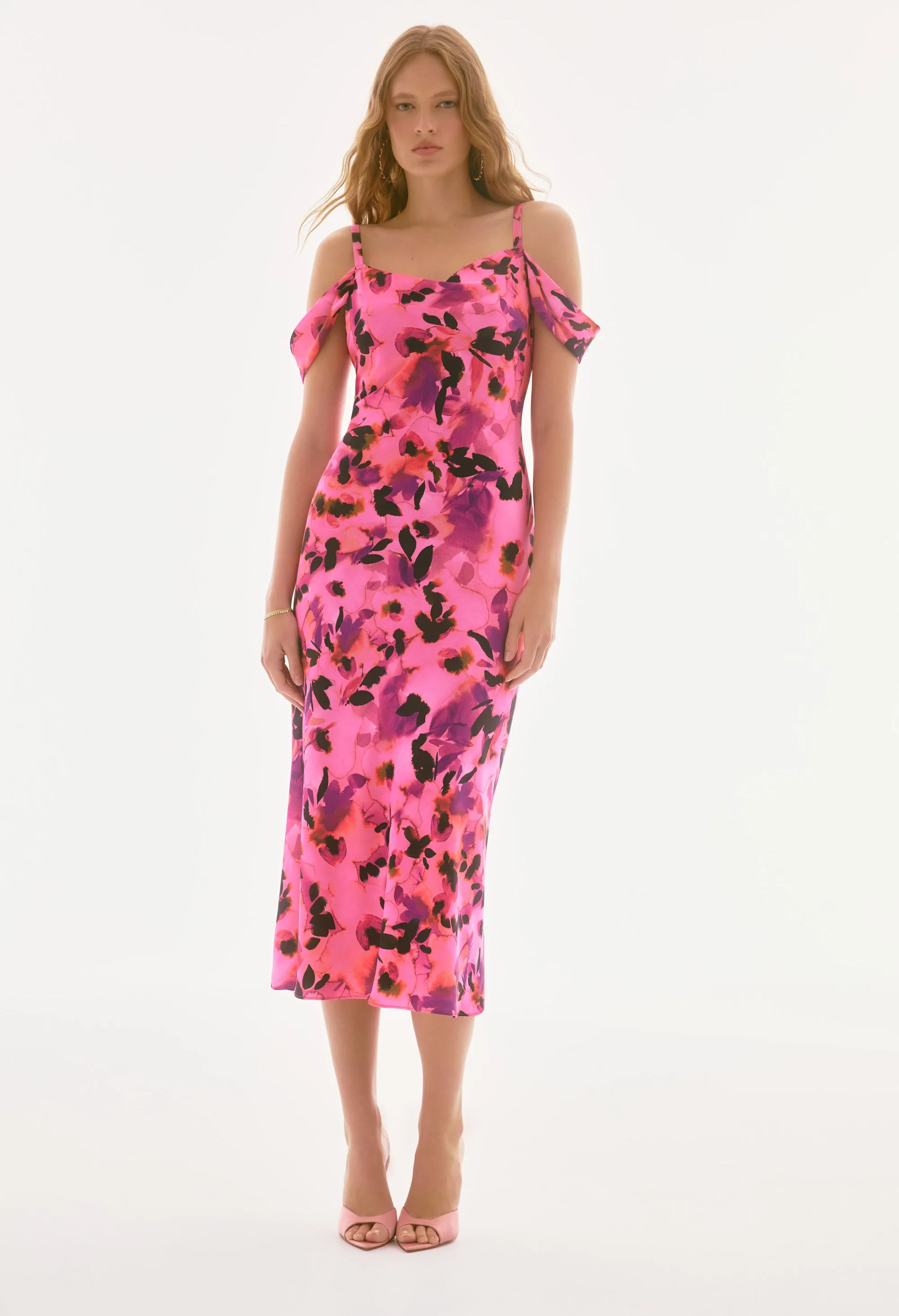 Floral Cold-shoulder Dress