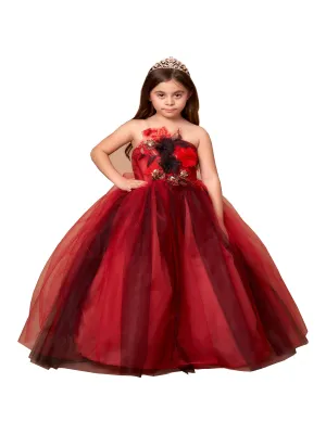 Flower Girl Dress with Flower Applique Invisible Straps and Tulle Overlay Skirt, Sizes 2-16