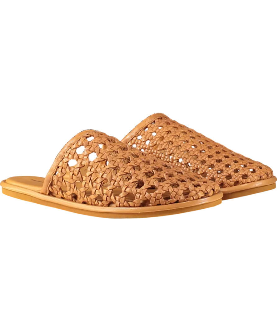 Free People Brown Woven Leather Freya Flats UK 5 EU 38 