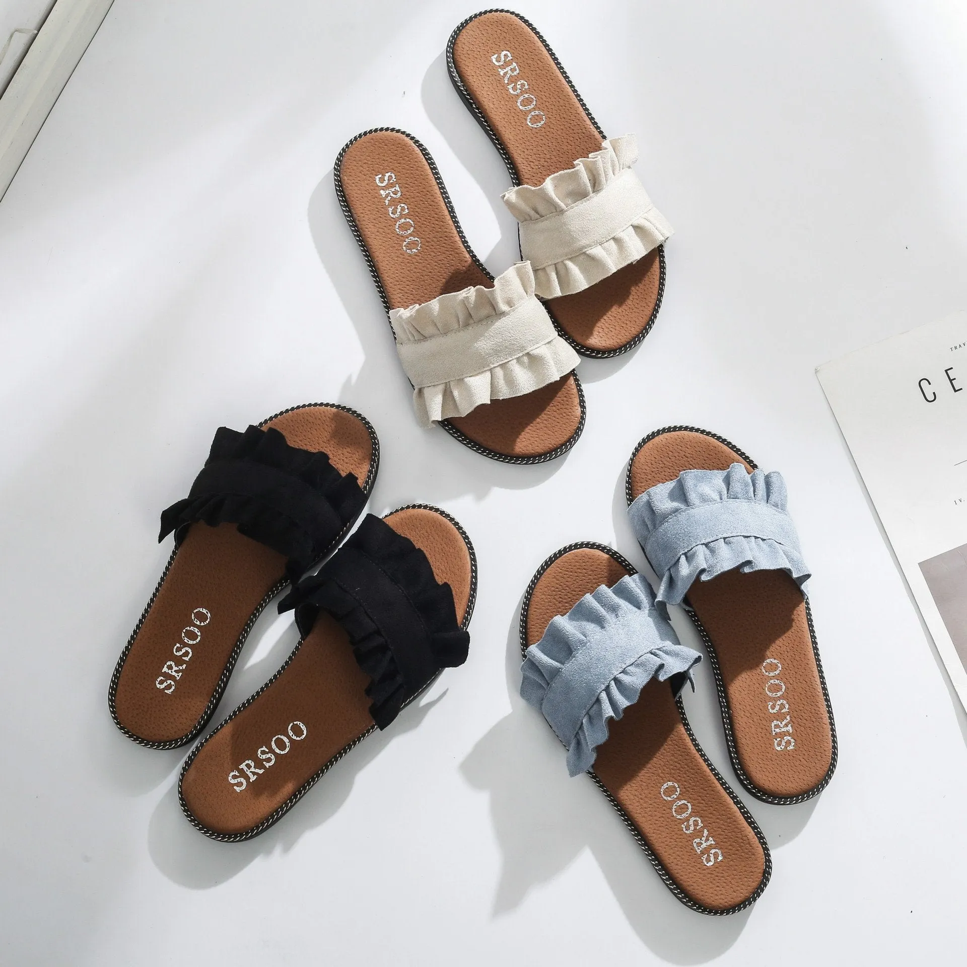 Fungus Lace Slippers Female Small Fresh Flat Sandals and Slippers