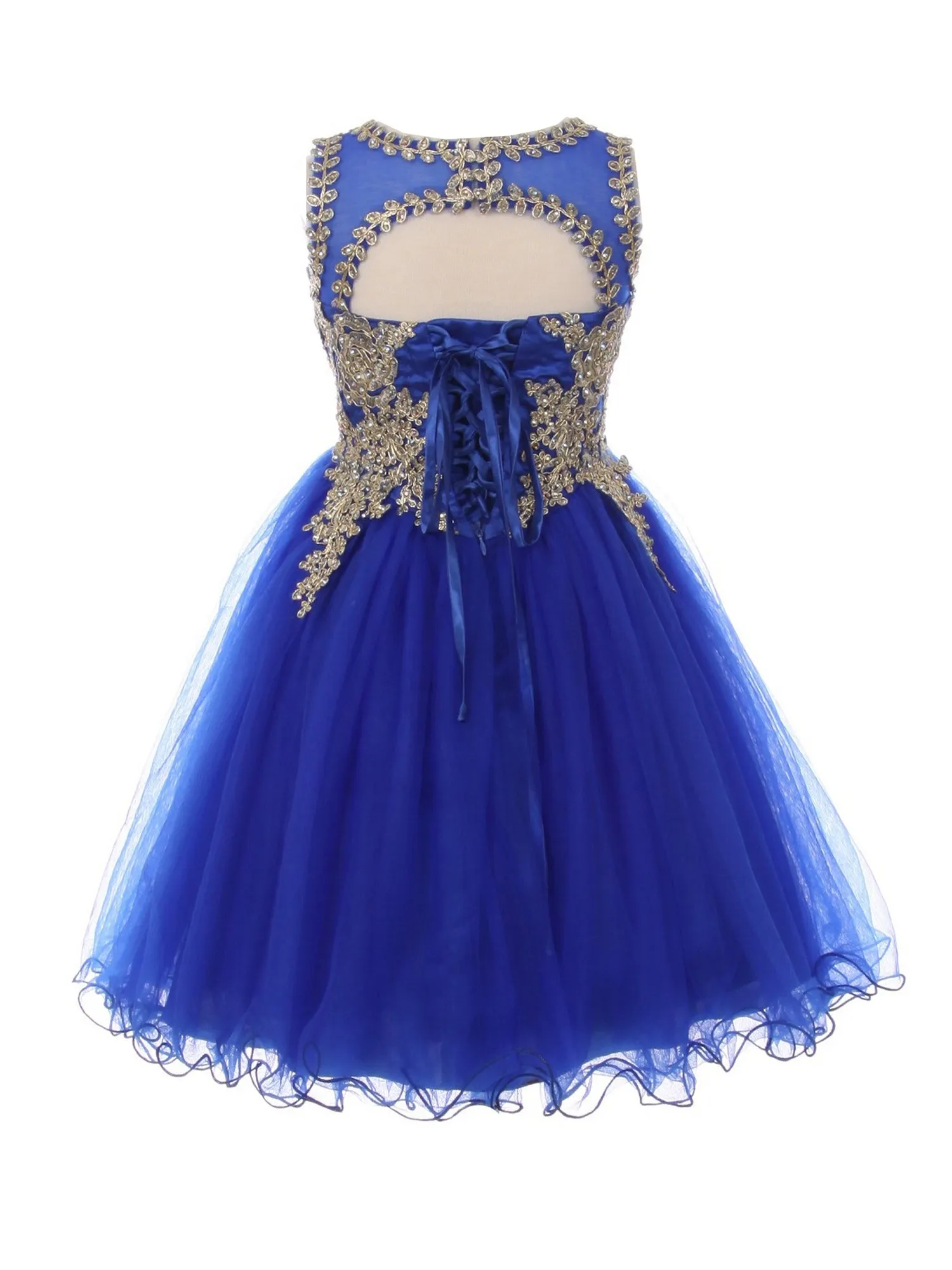 Girls Multi Color Gold Trim Wire Tulle Flower Girl Junior Bridesmaid Dress 4-20