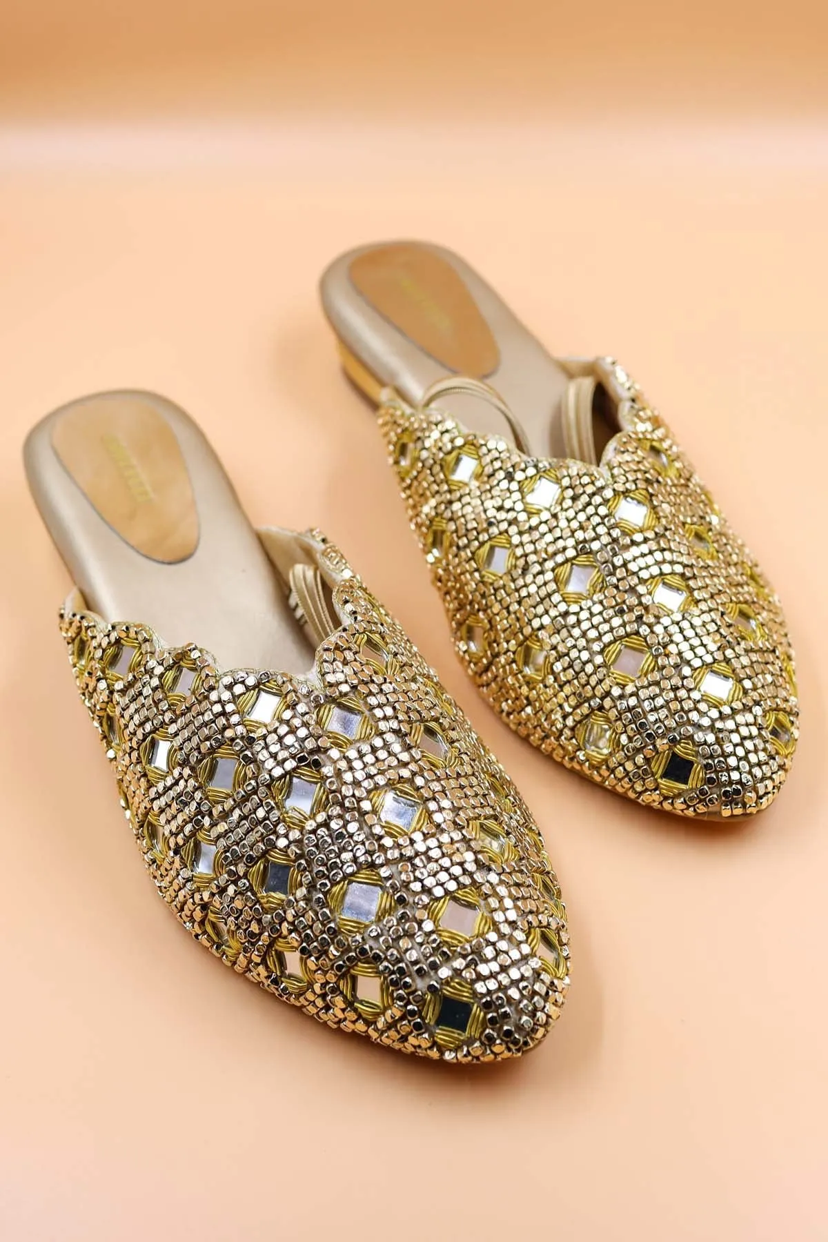 Gold Chain Embellished Mules