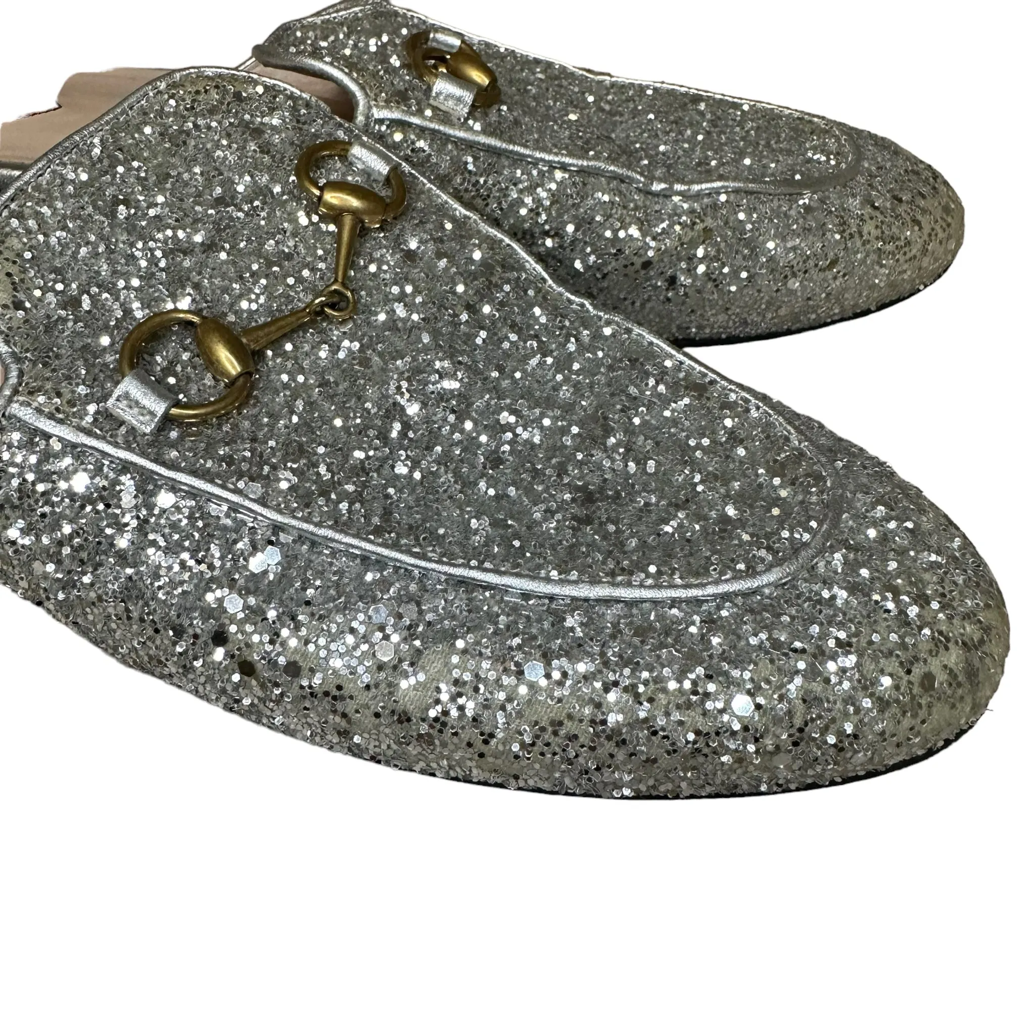 Gucci Silver Glitter Mules