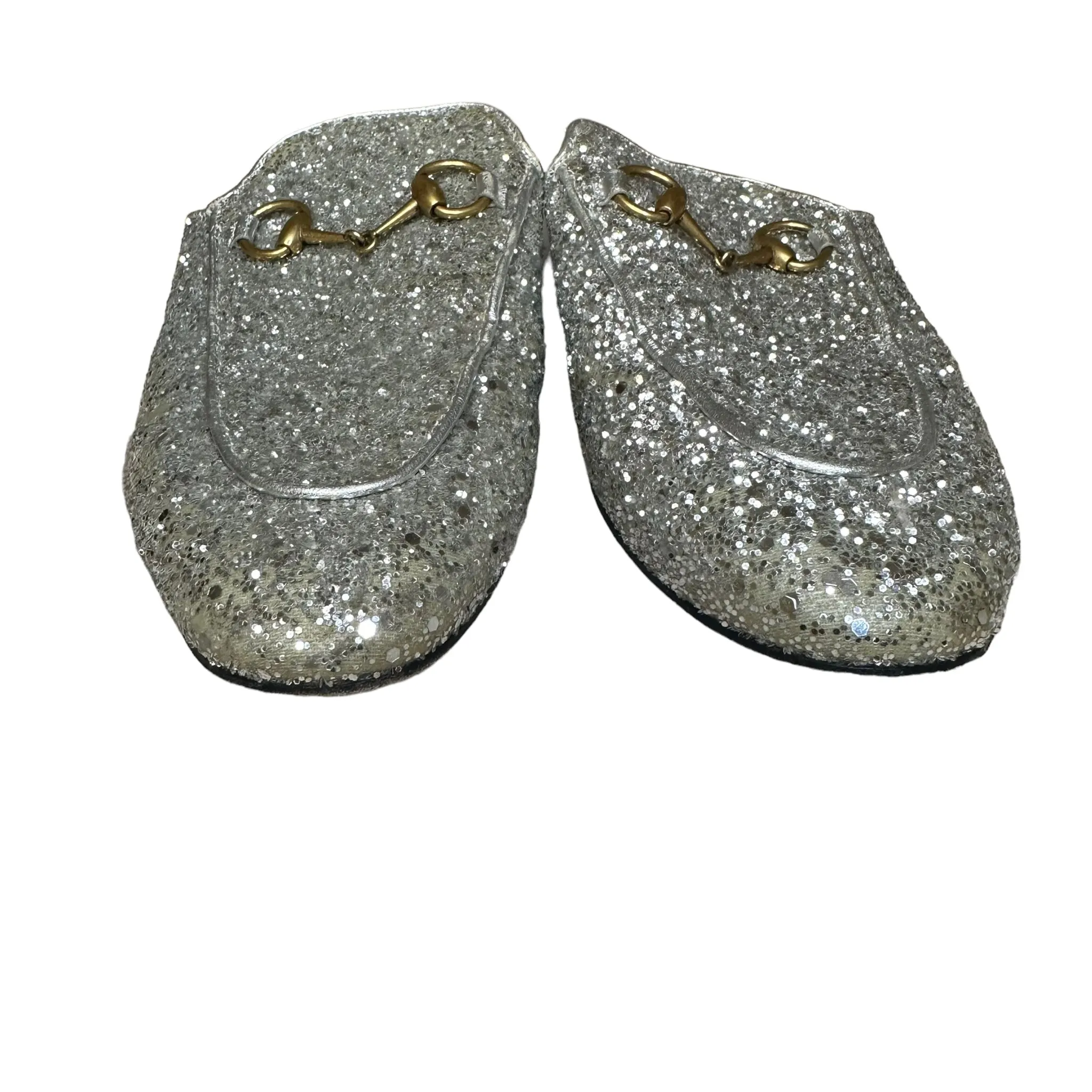 Gucci Silver Glitter Mules