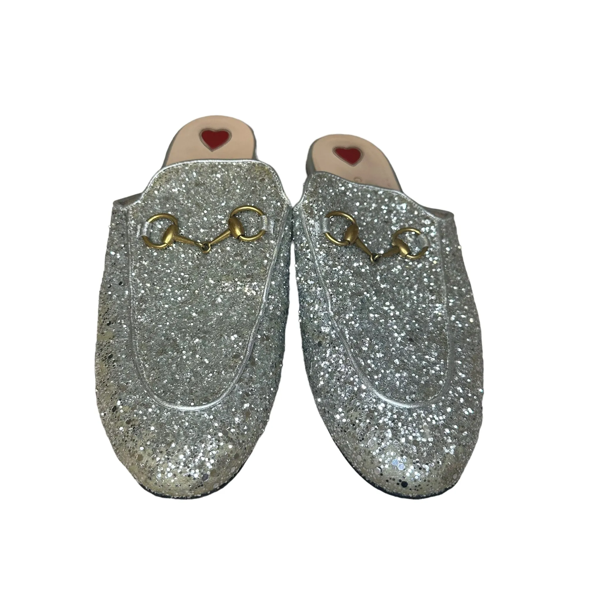 Gucci Silver Glitter Mules