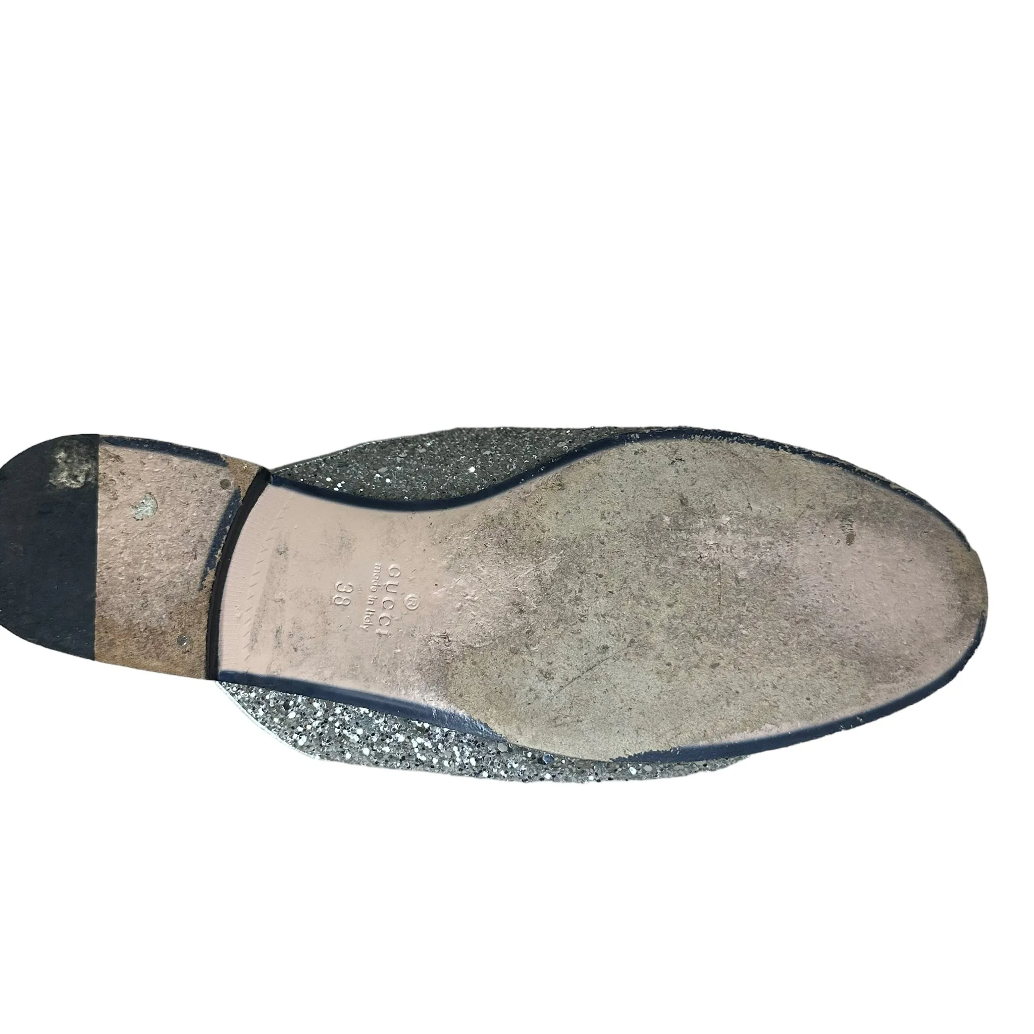 Gucci Silver Glitter Mules
