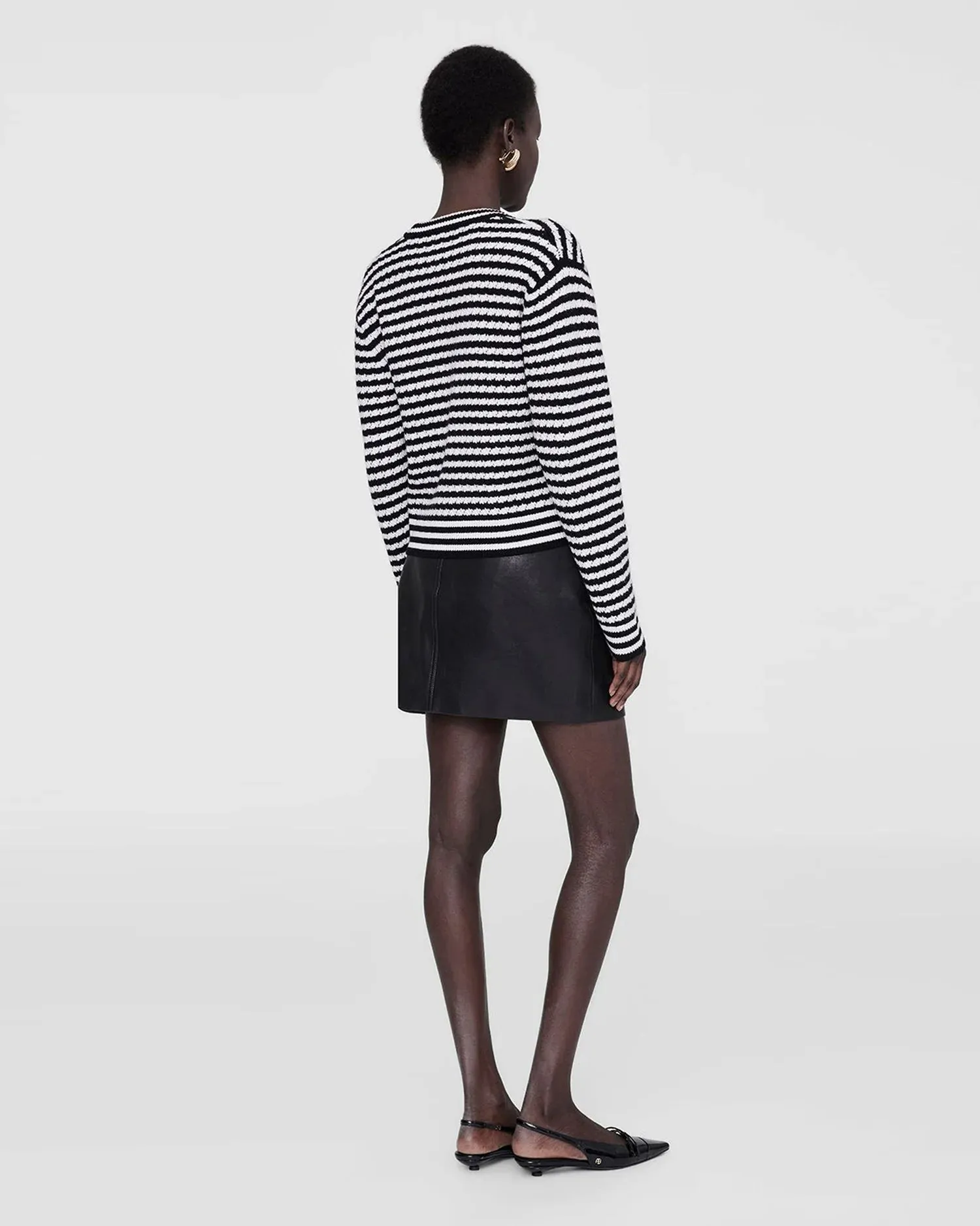 GWEN CARDIGAN - BLACK AND IVORY STRIPE