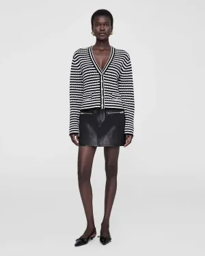 GWEN CARDIGAN - BLACK AND IVORY STRIPE