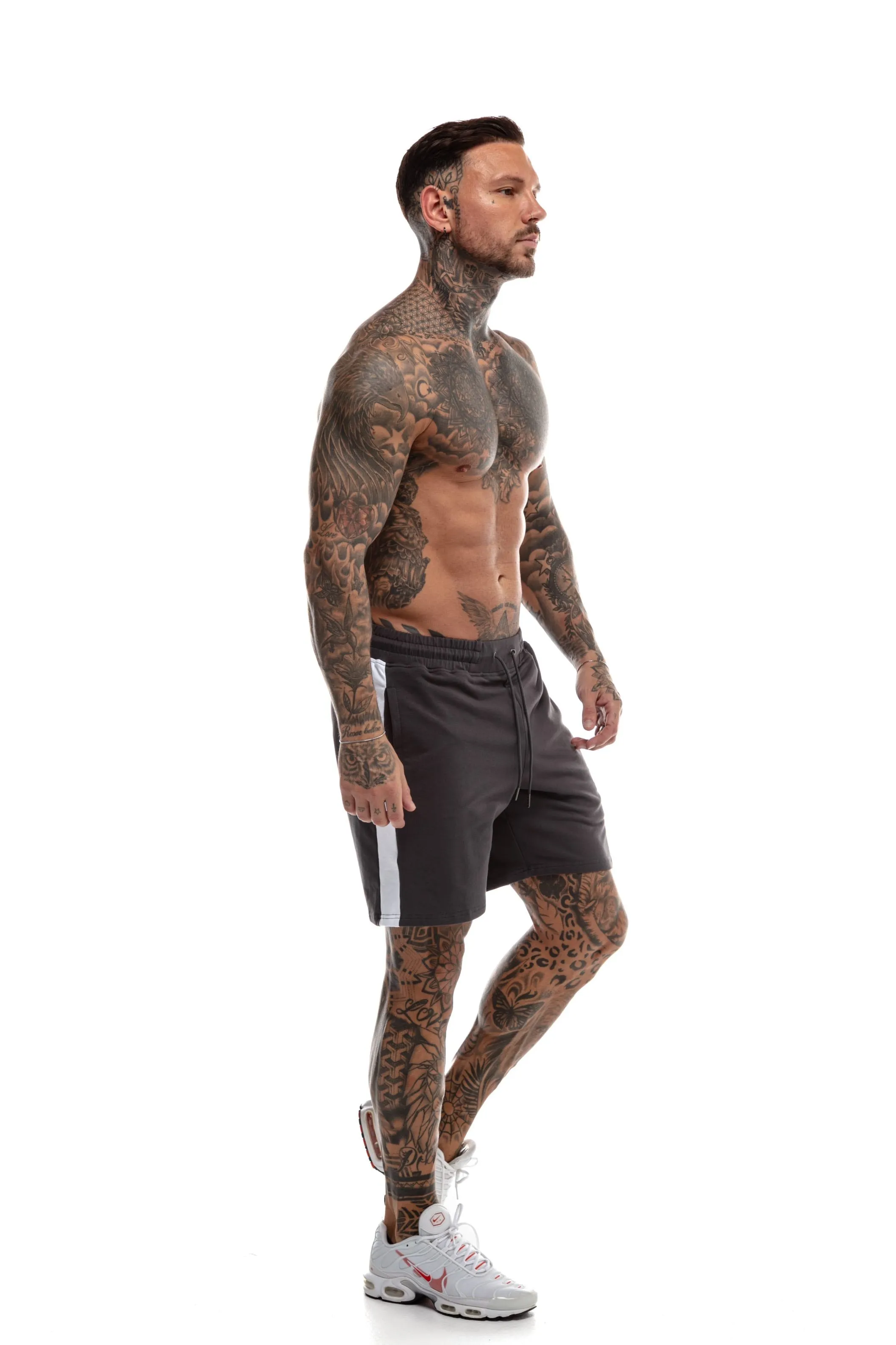 GymFreak Mens Icon Range Shorts - Charcoal - 7 inch