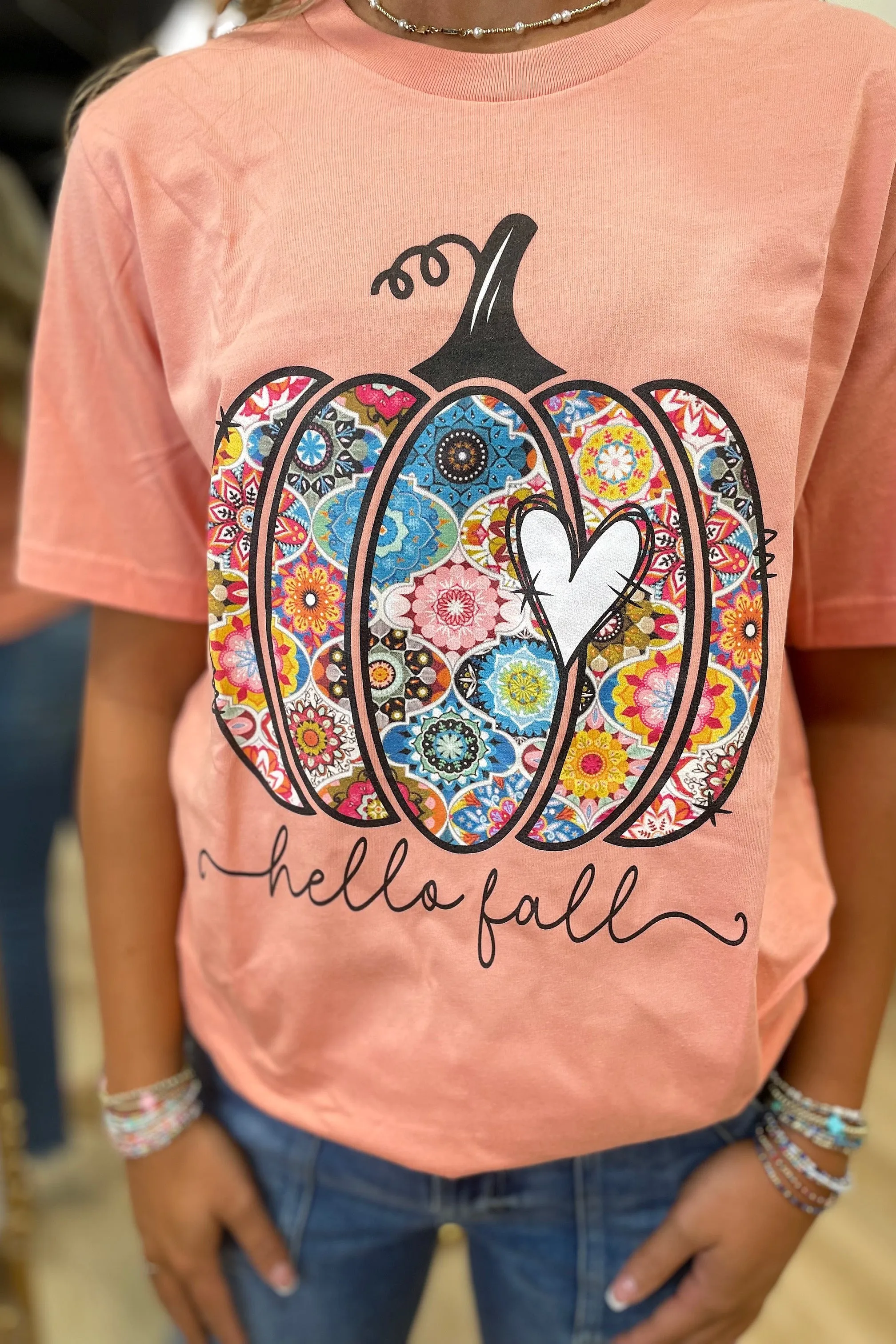 Hello Fall Graphic Tee Multi Pattern