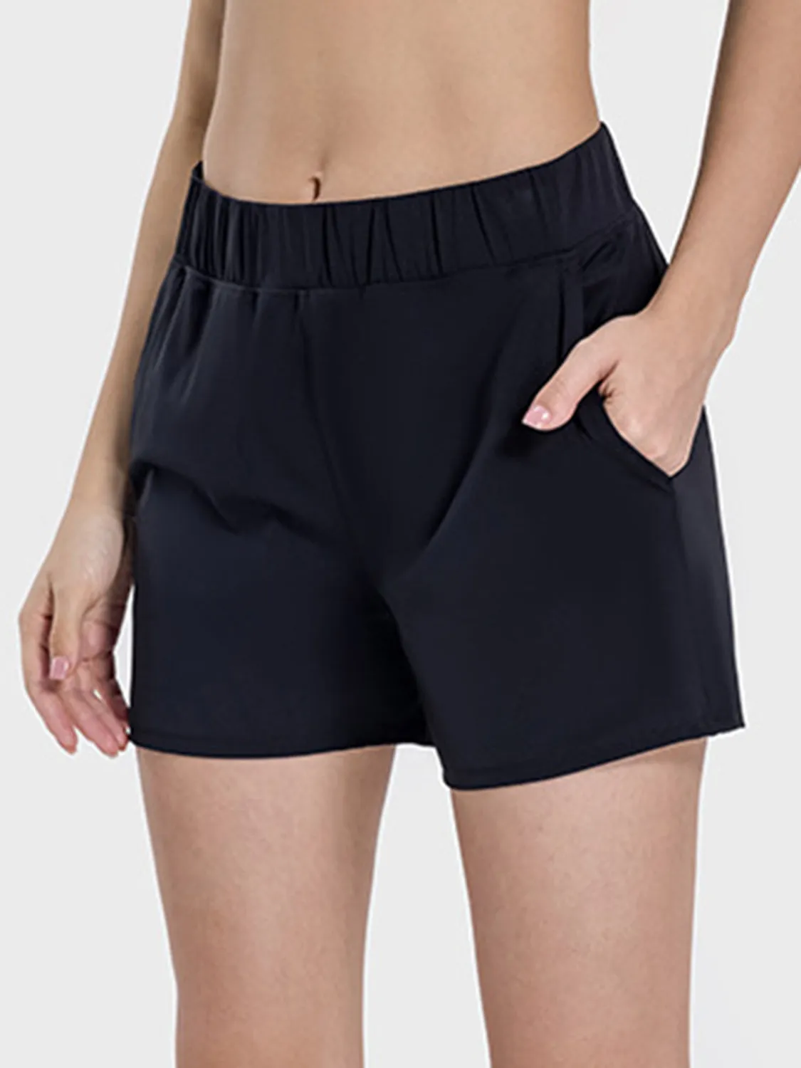 High Rise Elastic Waist Active Shorts