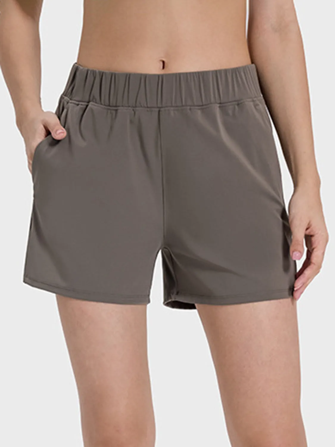High Rise Elastic Waist Active Shorts
