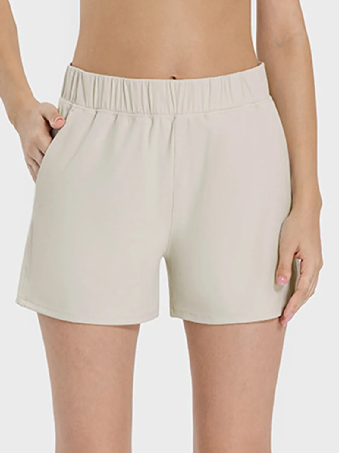 High Rise Elastic Waist Active Shorts