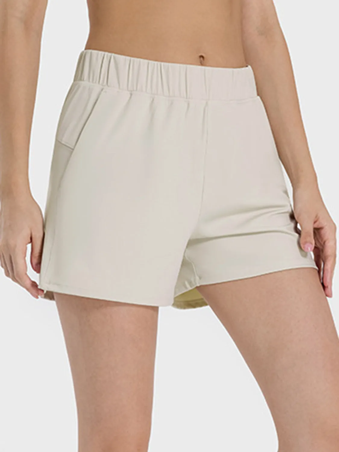 High Rise Elastic Waist Active Shorts
