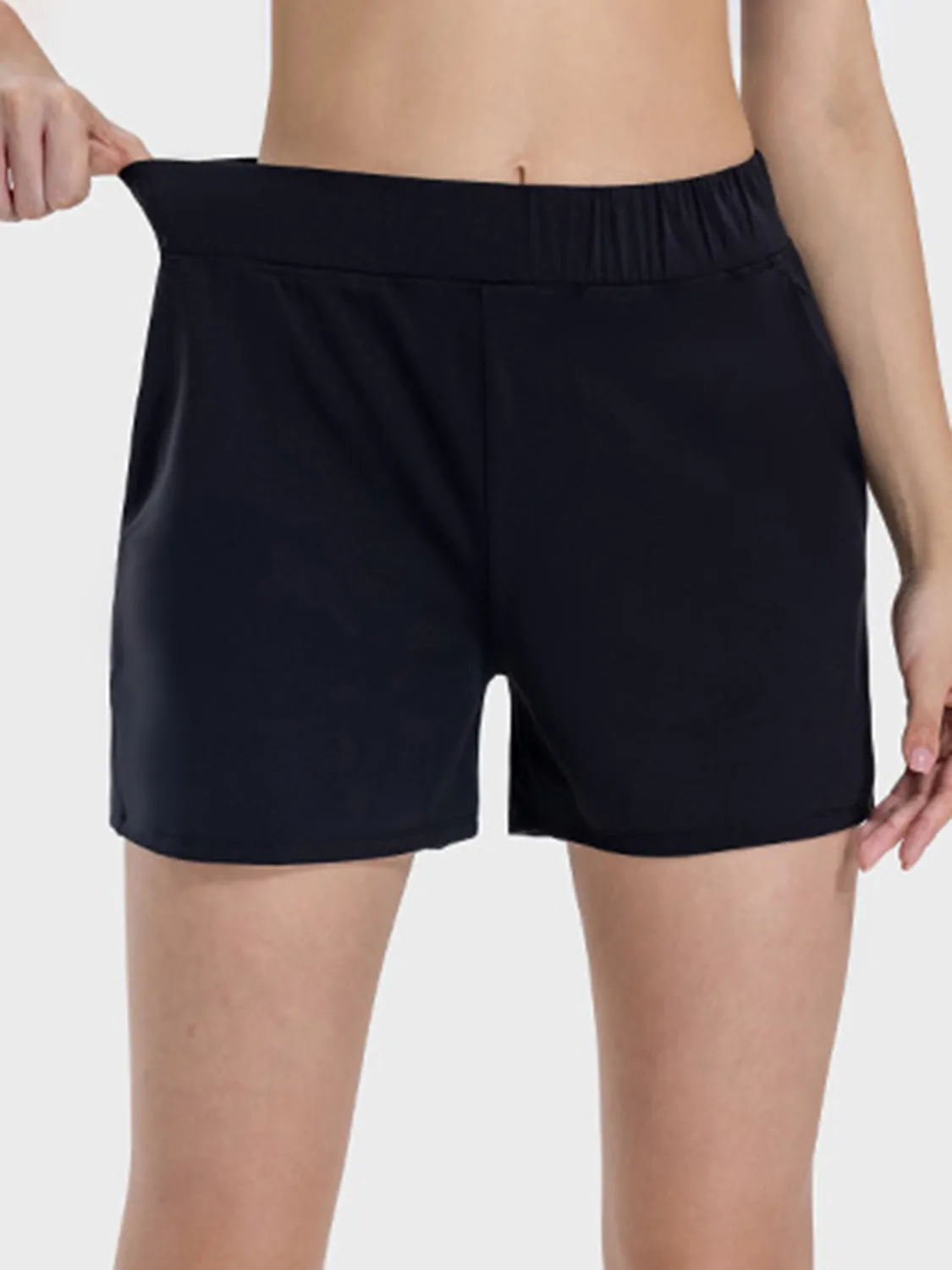 High Rise Elastic Waist Active Shorts