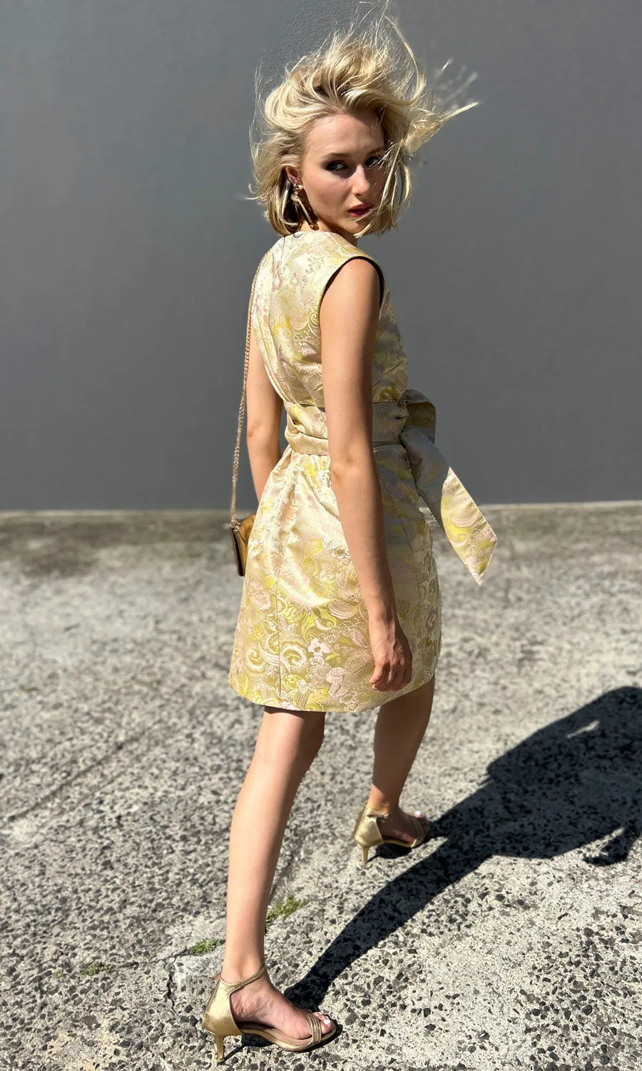 hoss Babette  Silk Dress -  Pale golds/yellow