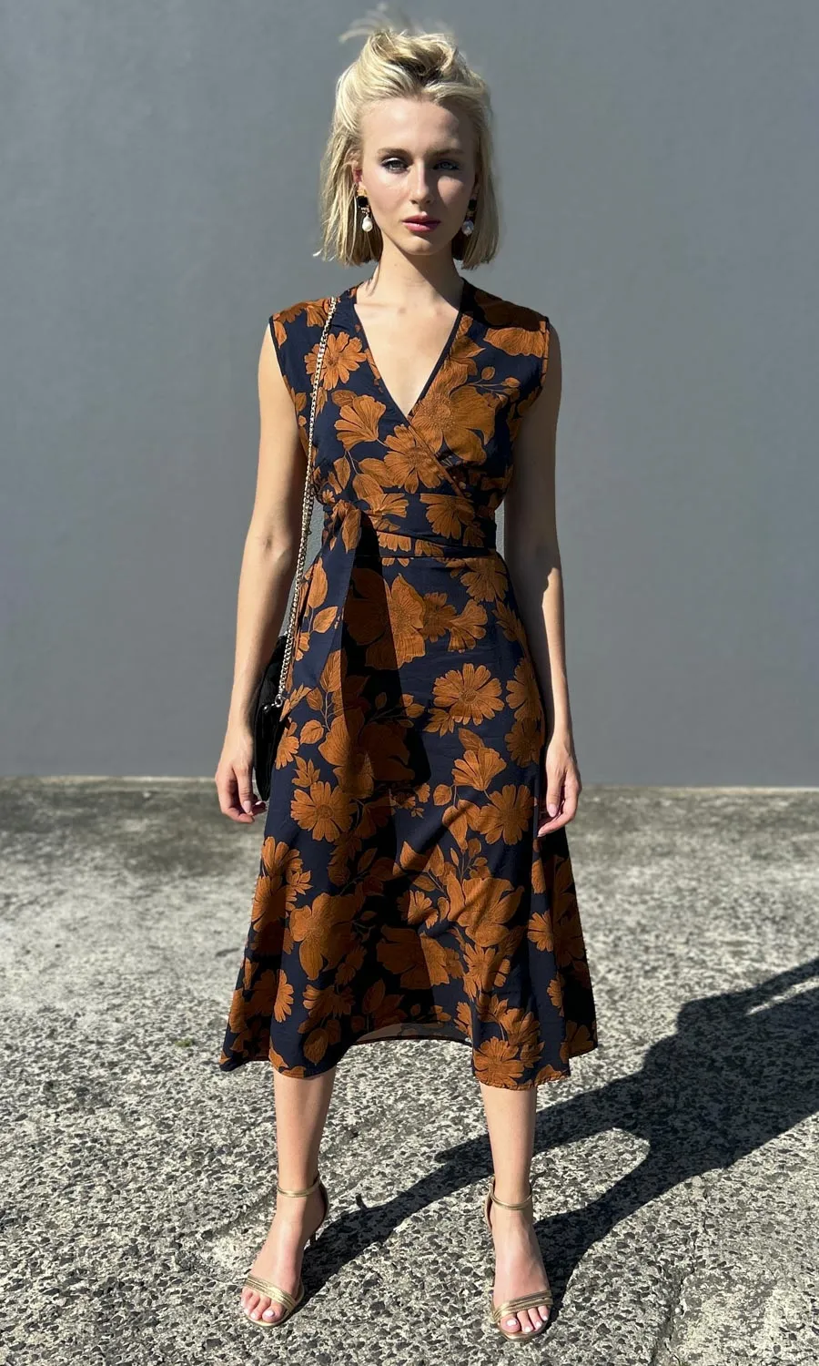 hoss Conti Dress - Rust/Blue