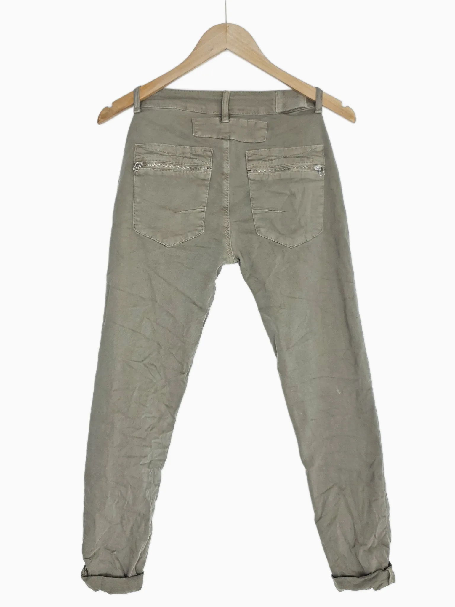 INGA | Skinny Jeans with Zip & Buttons | Pebble