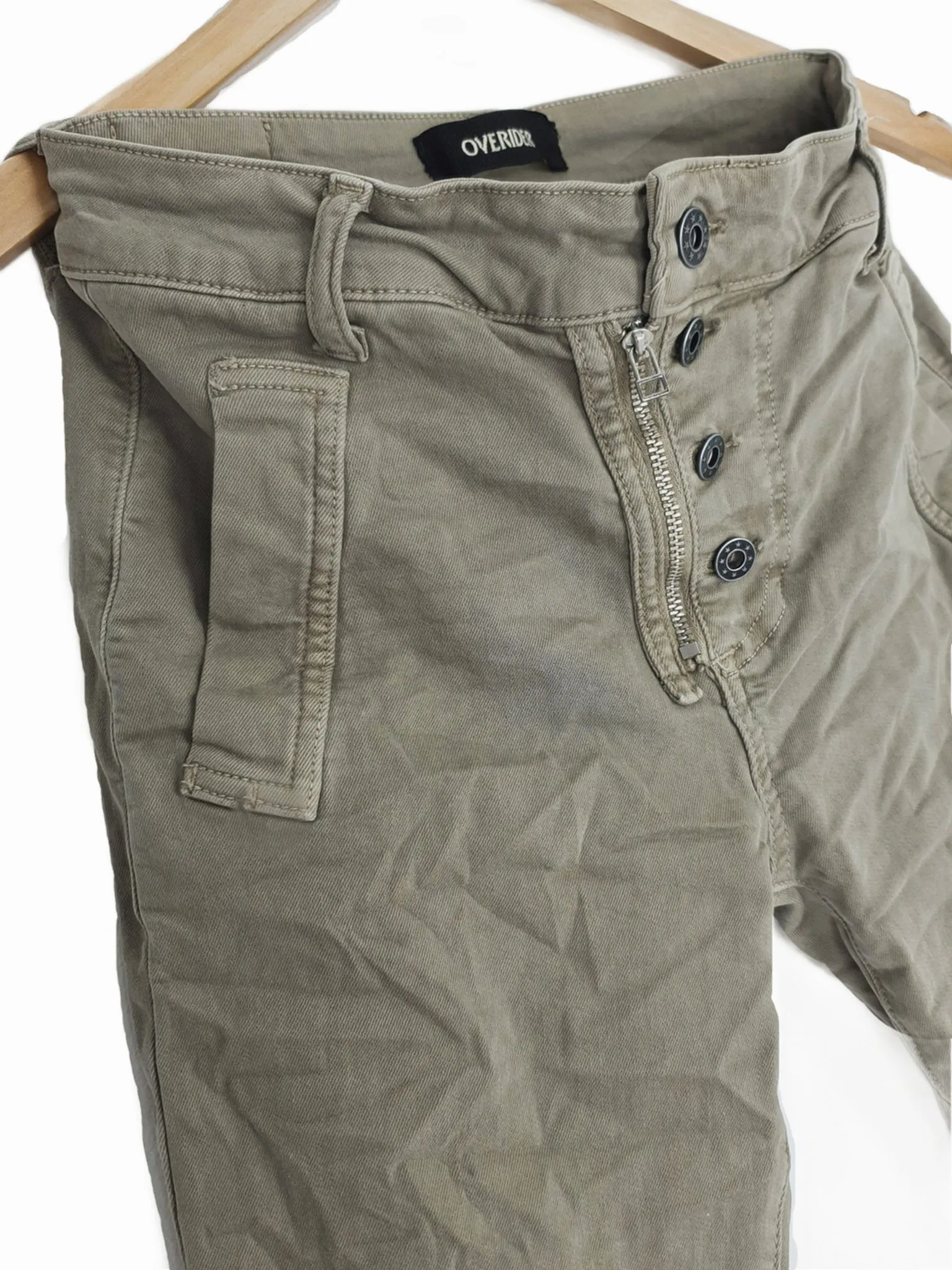 INGA | Skinny Jeans with Zip & Buttons | Pebble