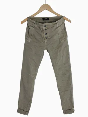 INGA | Skinny Jeans with Zip & Buttons | Pebble
