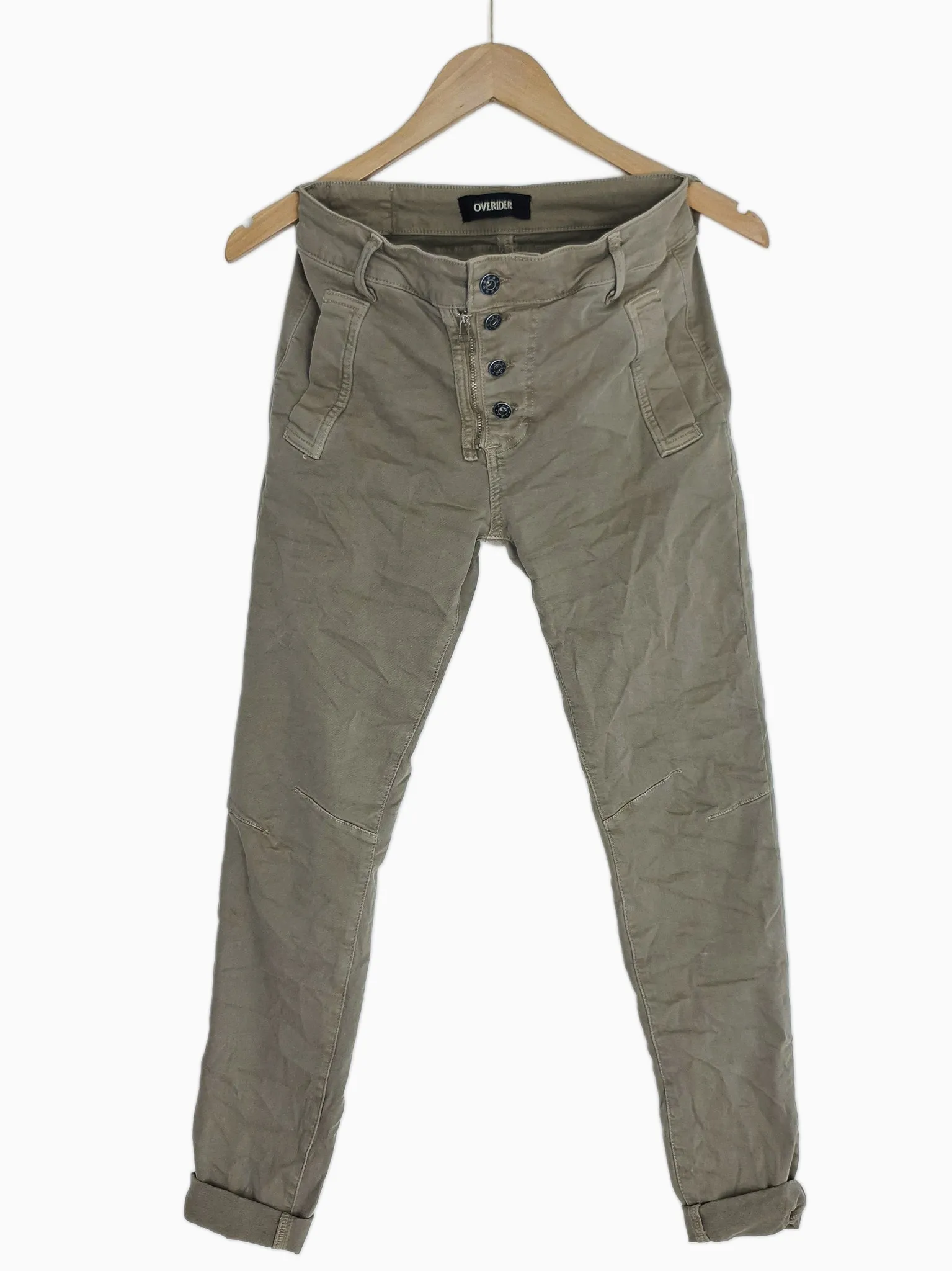 INGA | Skinny Jeans with Zip & Buttons | Pebble