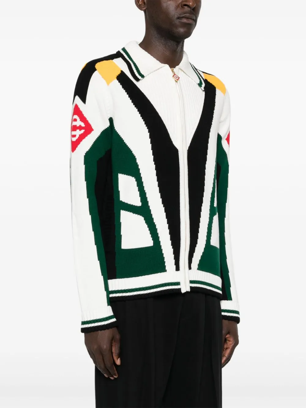 intarsia-knit cotton cardigan