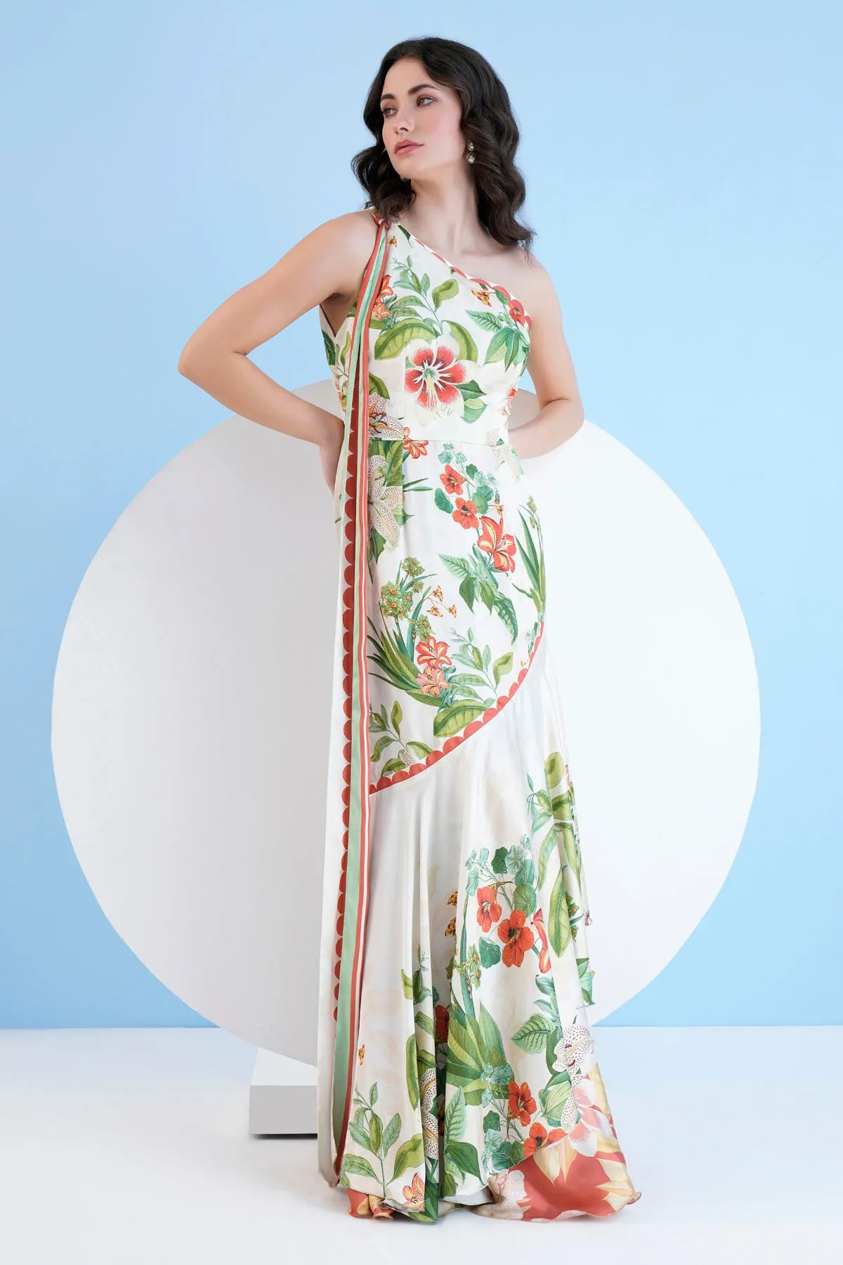 Ivory One Shoulder Tiered Dress