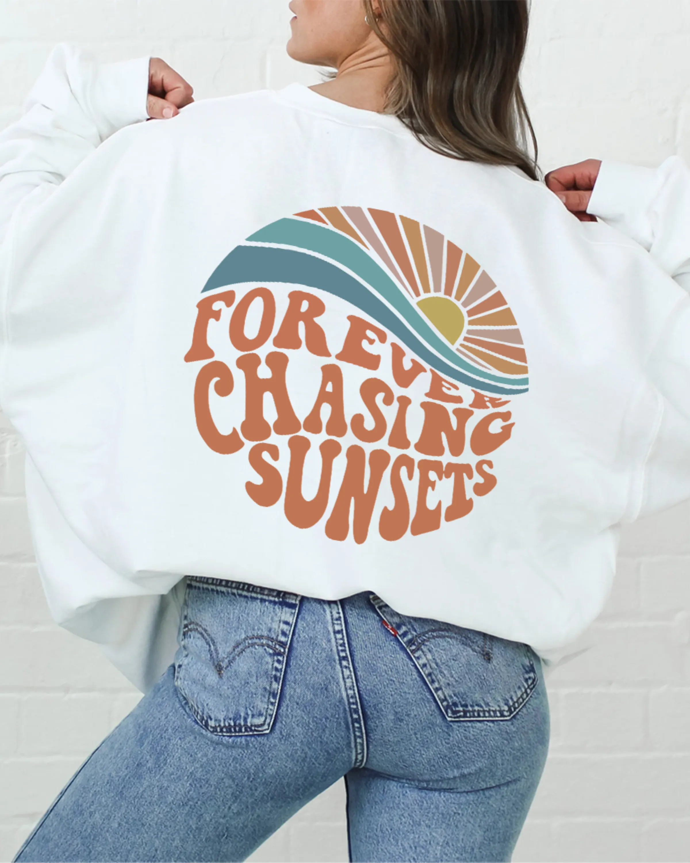 Ivyshape | Crewneck Forever Chasing Sunsets