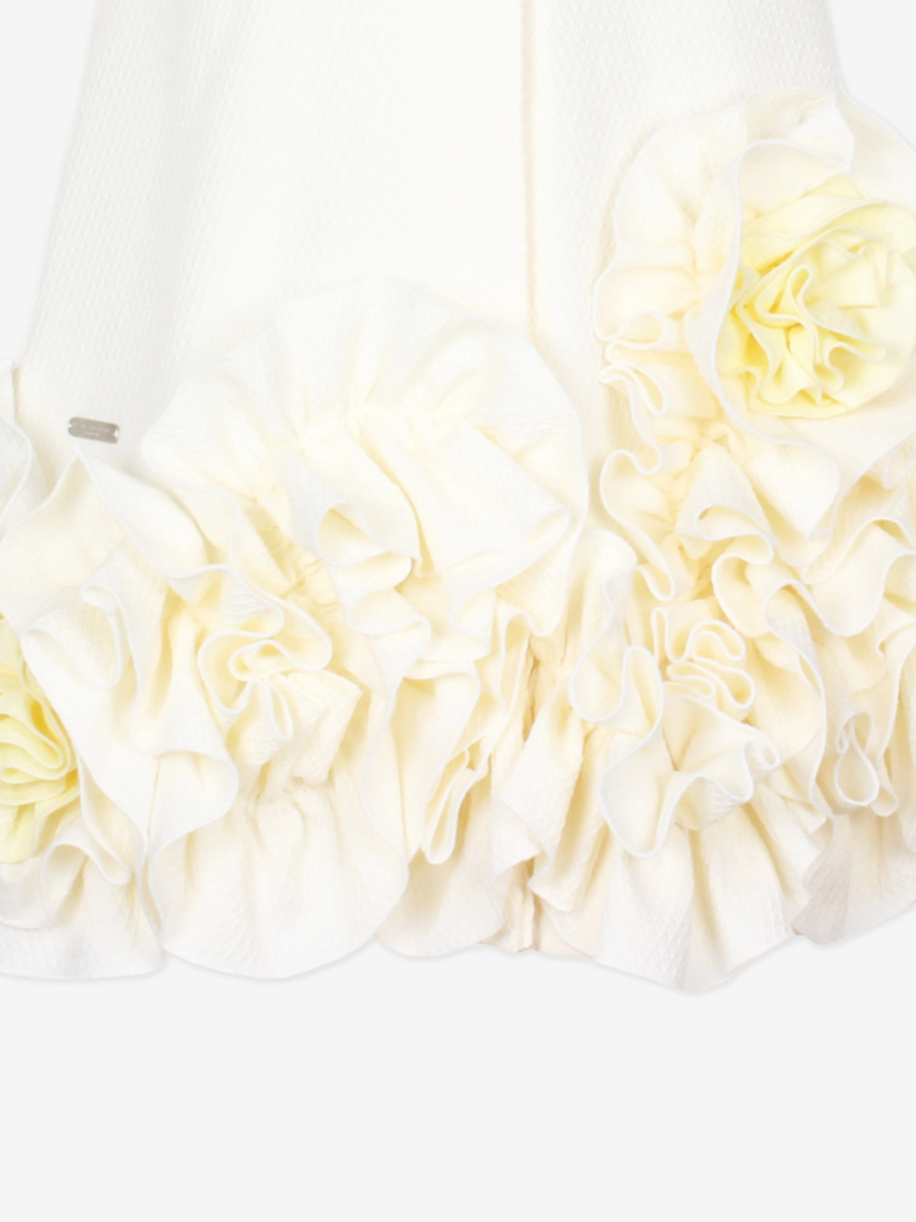 Jessie And James Girls Dream On Frilly Flower Dress in Ivory