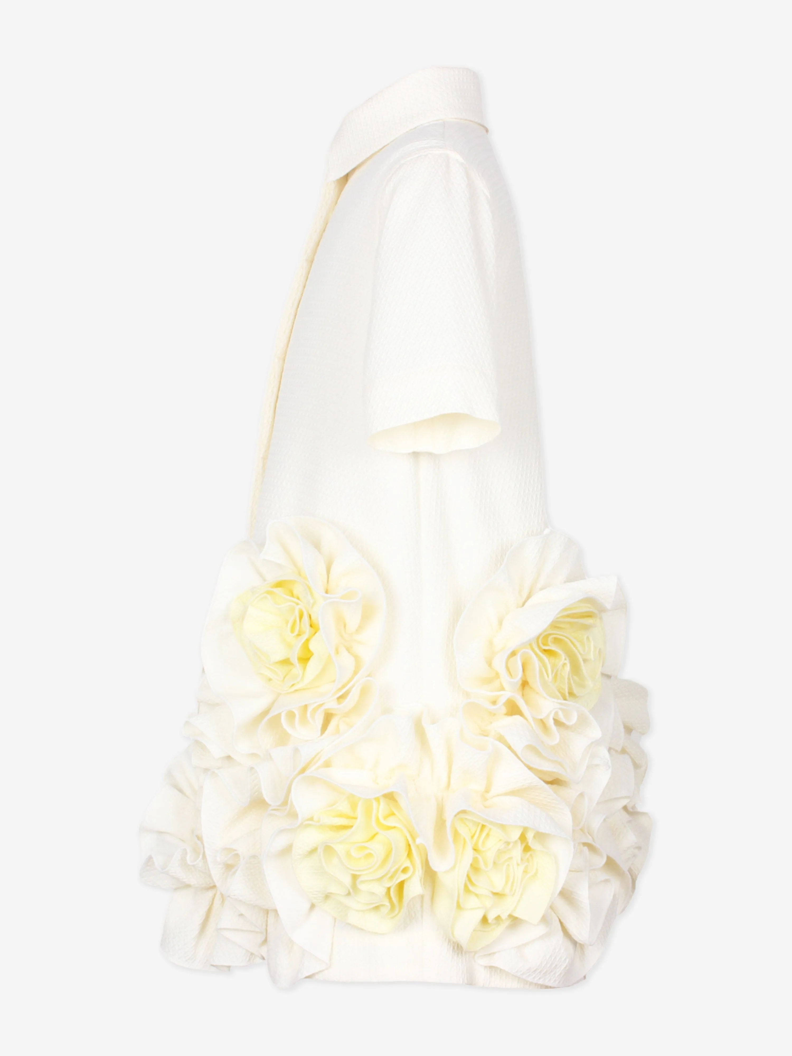 Jessie And James Girls Dream On Frilly Flower Dress in Ivory