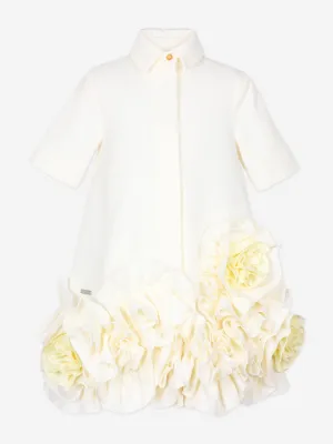 Jessie And James Girls Dream On Frilly Flower Dress in Ivory