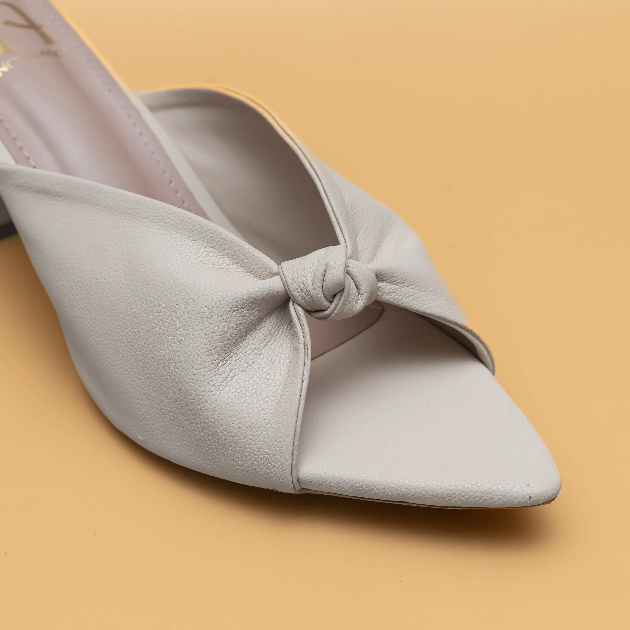 Knotty Heel Mules- Cream