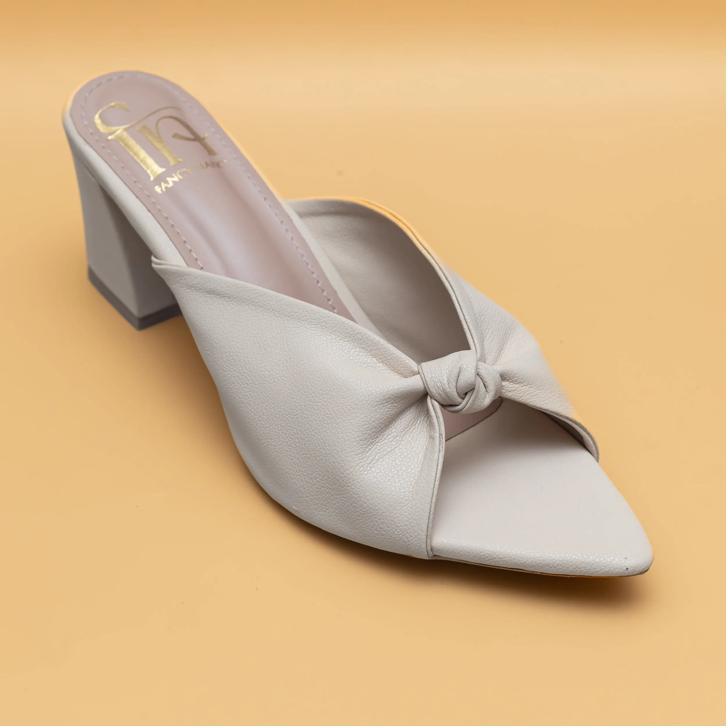 Knotty Heel Mules- Cream