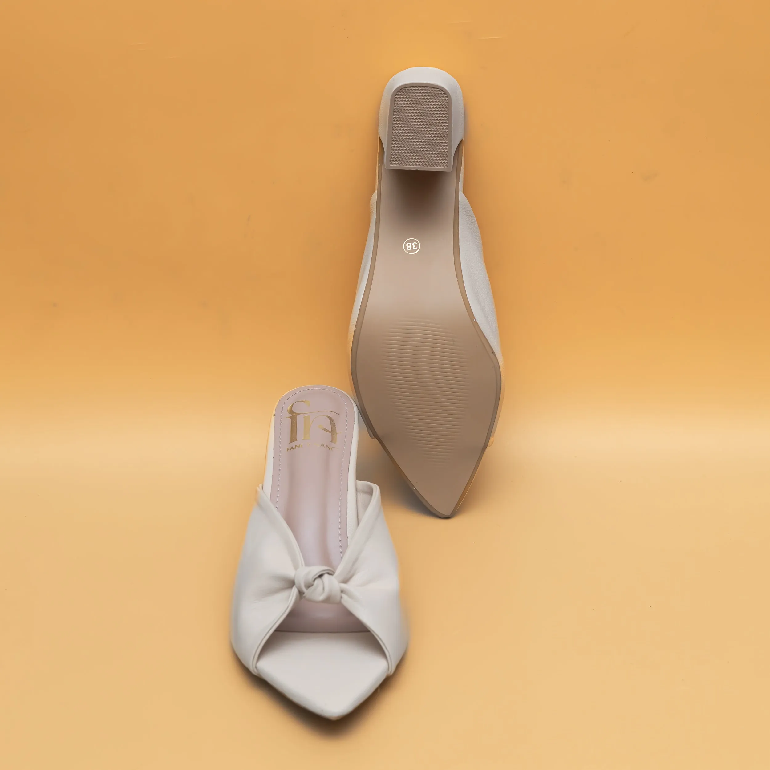 Knotty Heel Mules- Cream