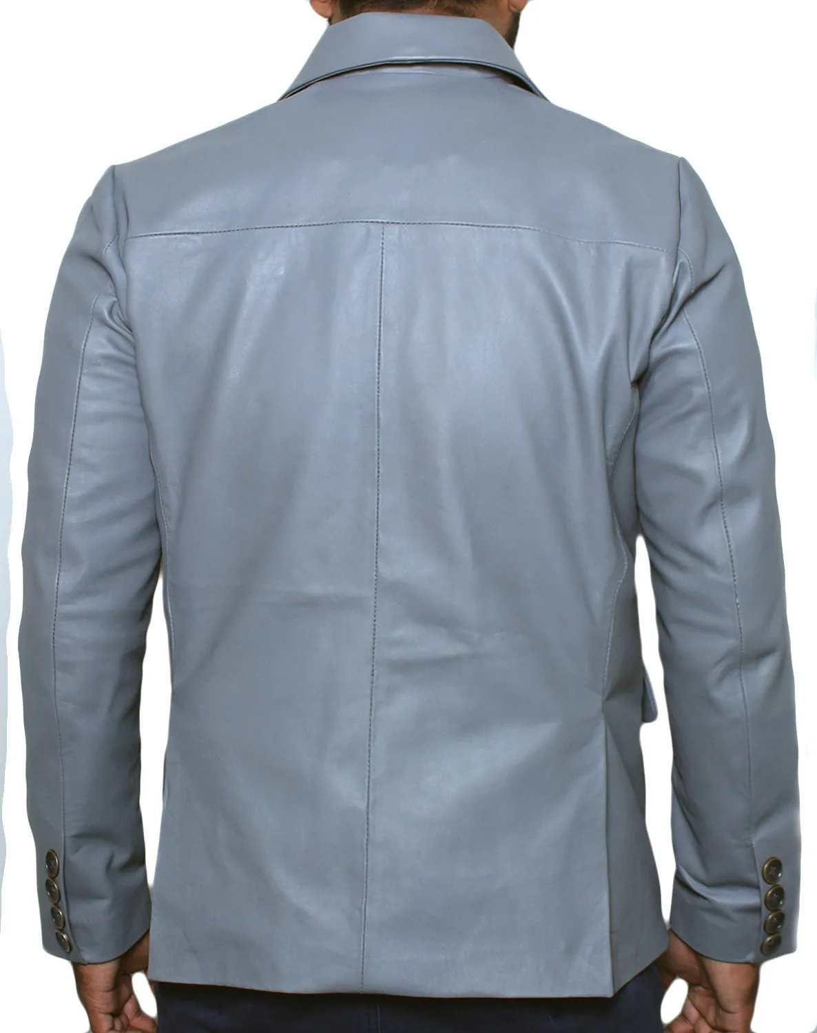 Leather Jackets Hub Mens Genuine Lambskin Leather Coat (Black, Blazer Jacket) - 1501830