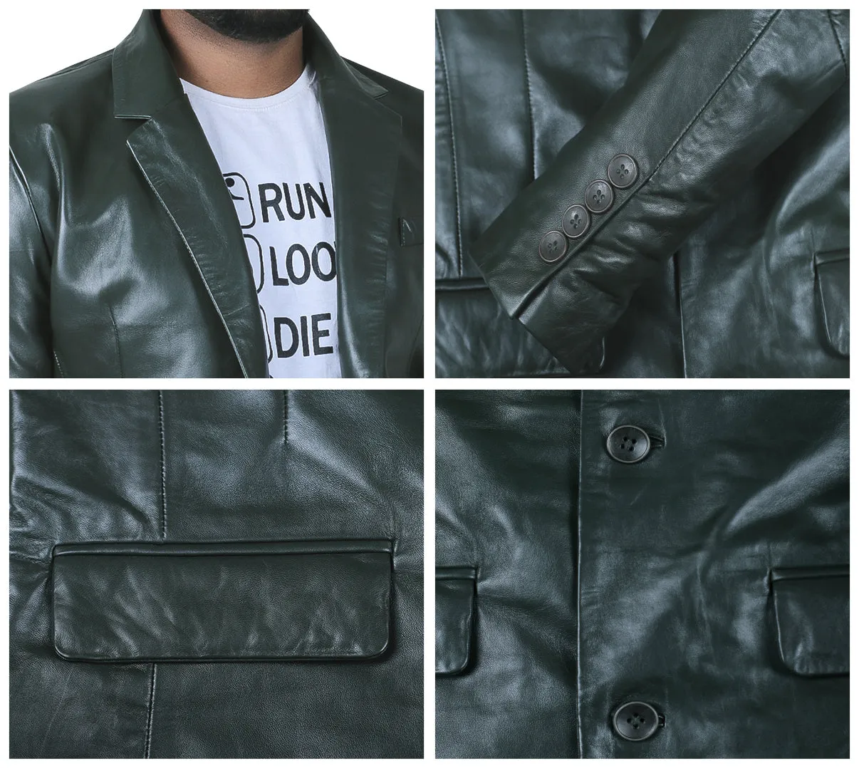 Leather Jackets Hub Mens Genuine Lambskin Leather Coat (Black, Blazer Jacket) - 1501830