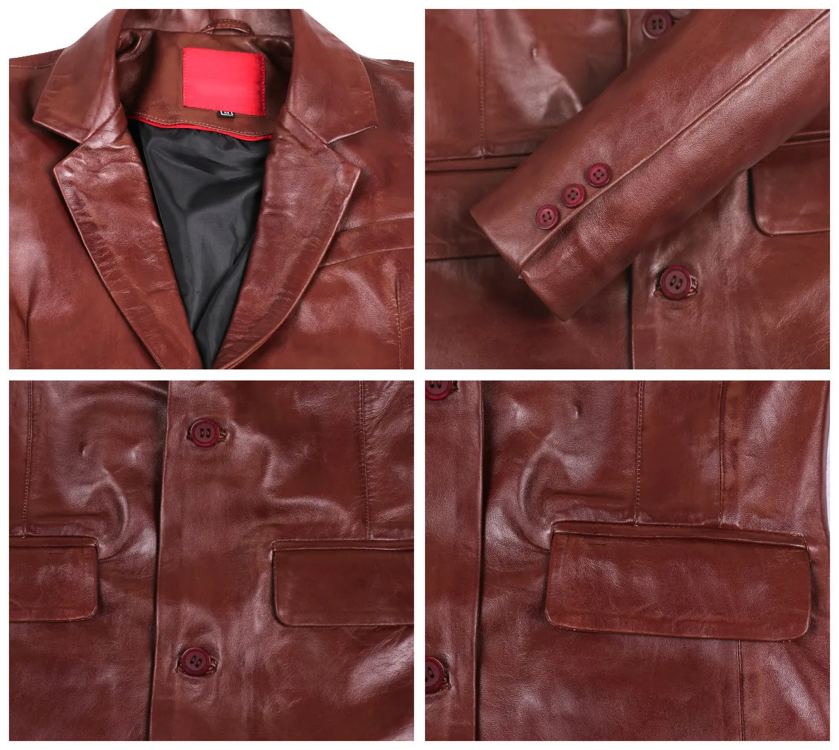 Leather Jackets Hub Mens Genuine Lambskin Leather Coat (Black, Blazer Jacket) - 1501830