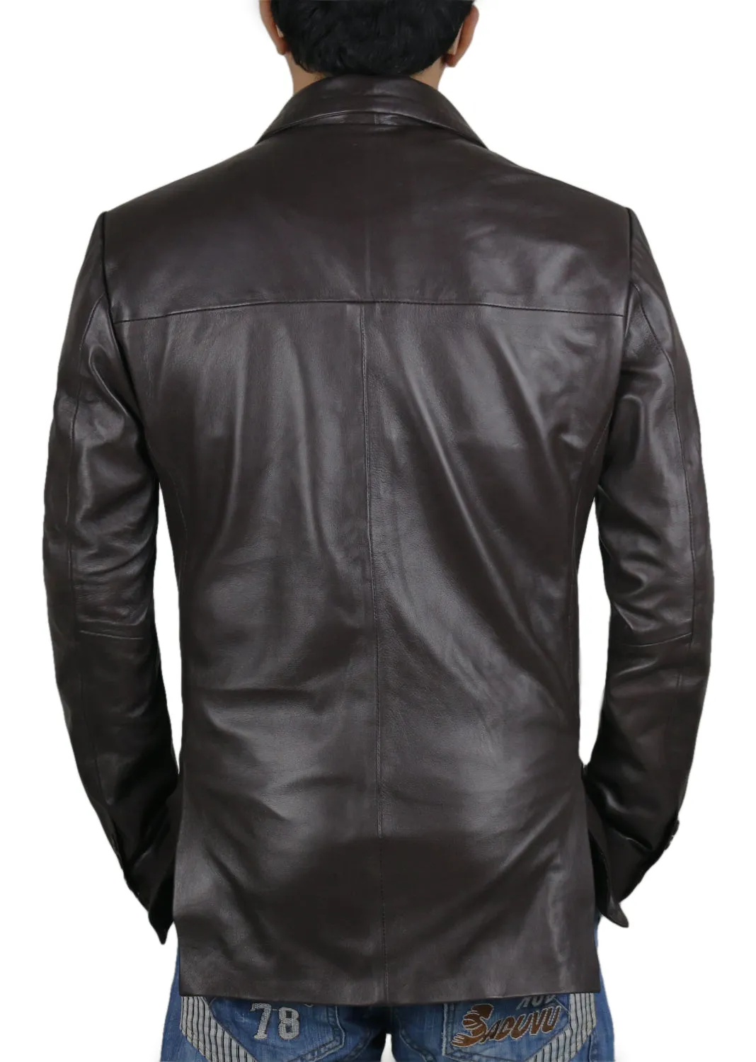 Leather Jackets Hub Mens Genuine Lambskin Leather Coat (Black, Blazer Jacket) - 1501830