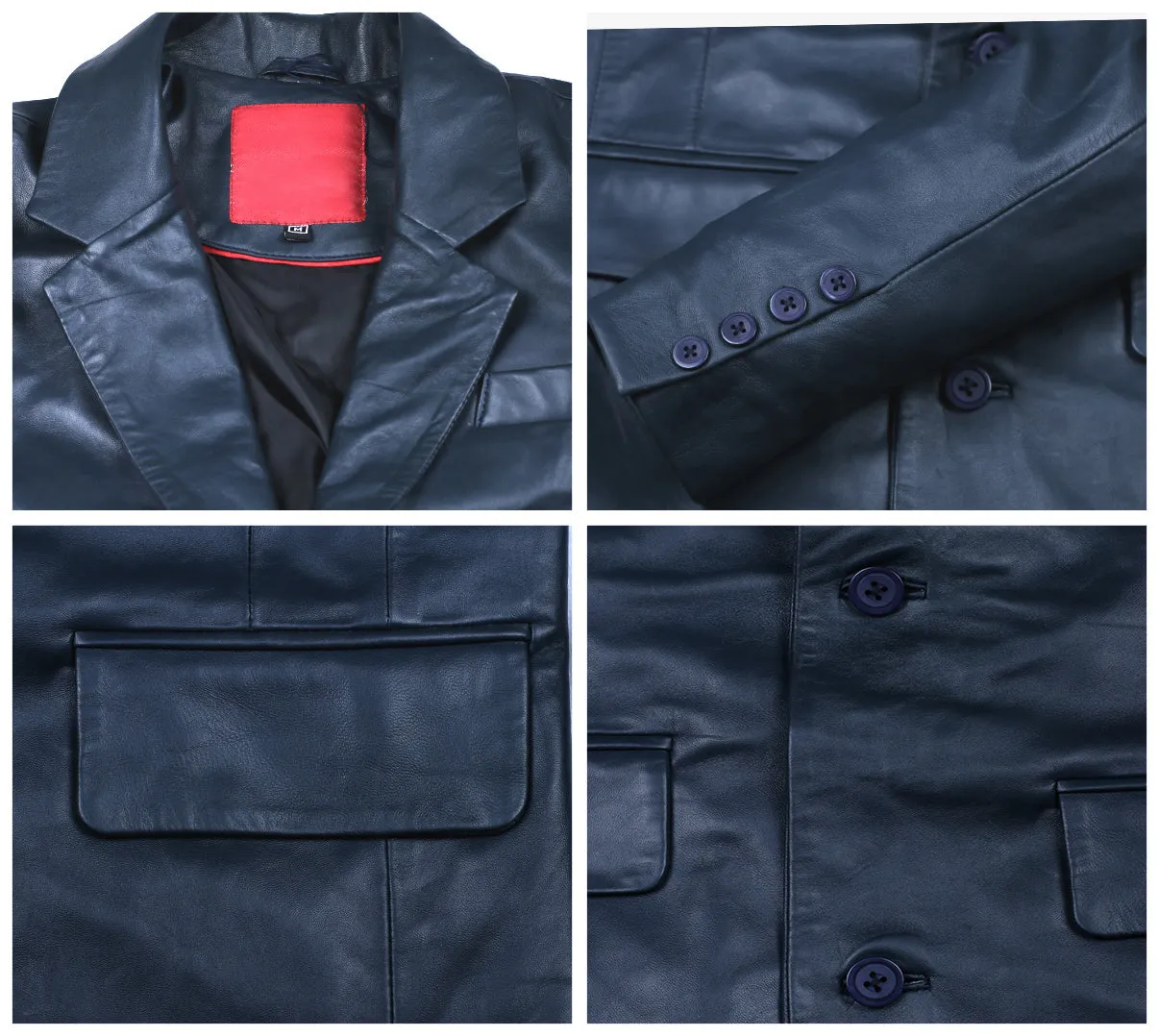 Leather Jackets Hub Mens Genuine Lambskin Leather Coat (Black, Blazer Jacket) - 1501830