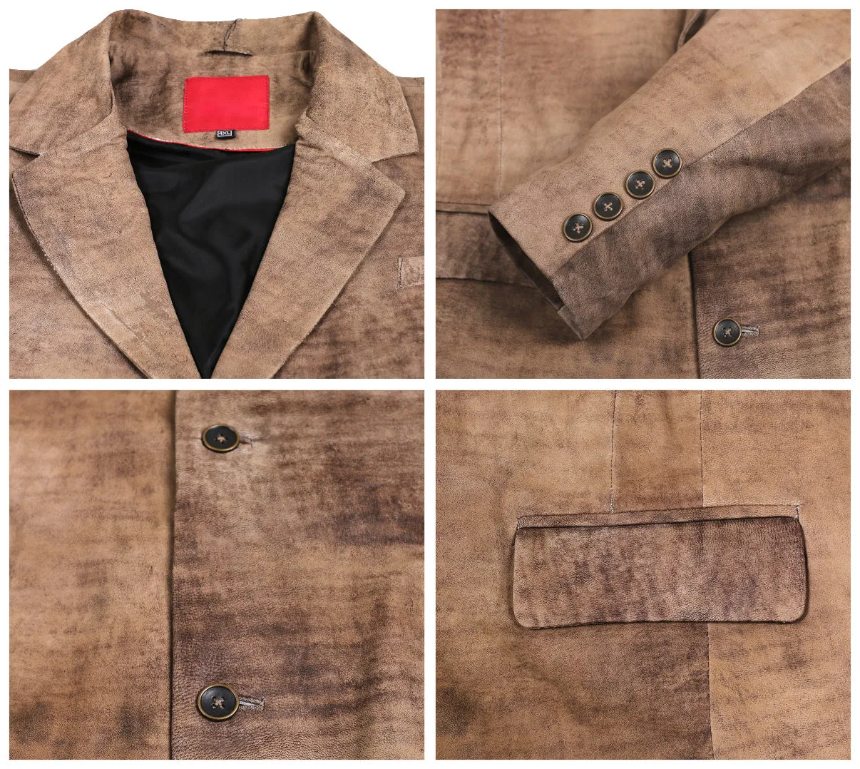 Leather Jackets Hub Mens Genuine Lambskin Leather Coat (Black, Blazer Jacket) - 1501830